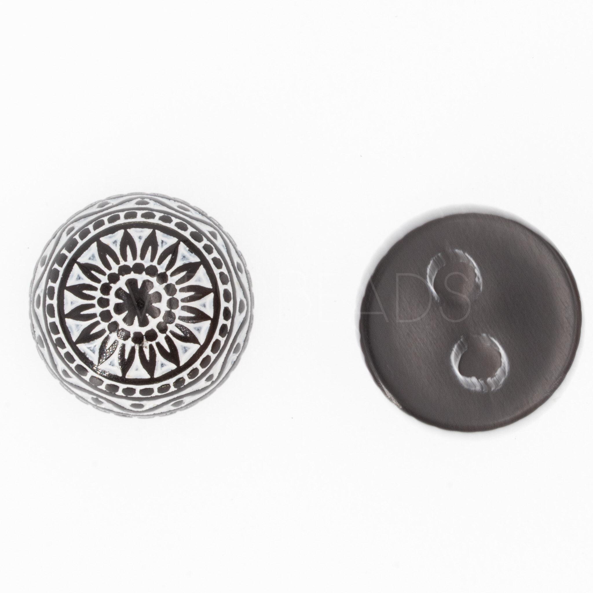 12mm Mosaik  Cabochon Rund in schwarz