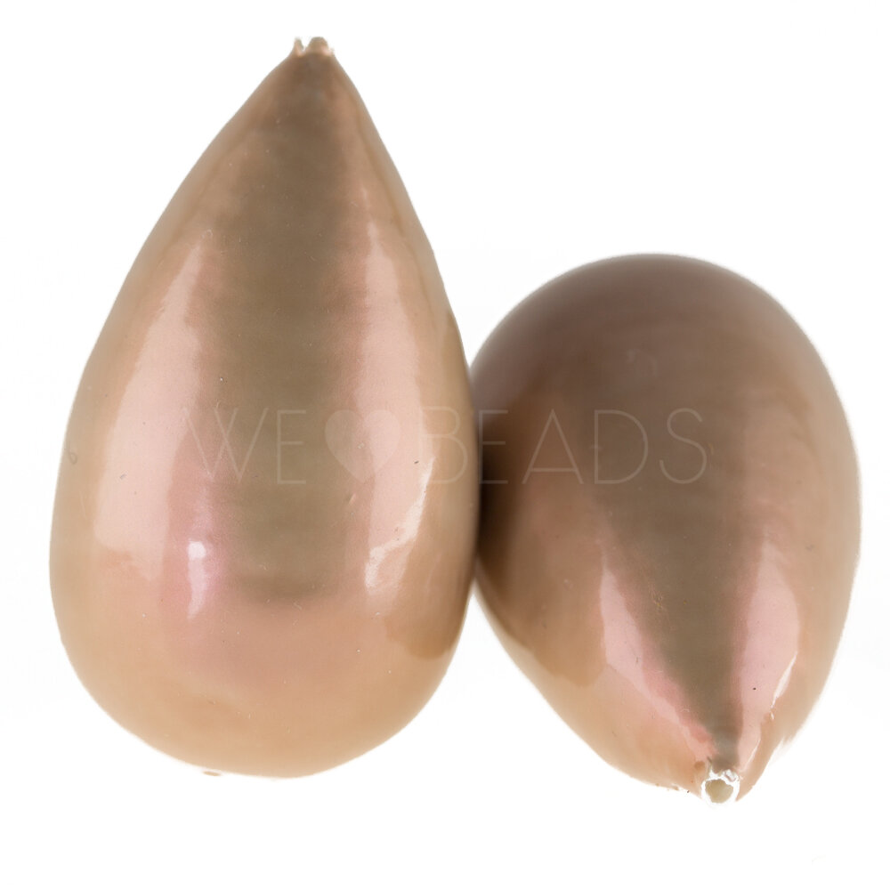 40x23 drop Paper-Mache Bead in radiant peachbeige