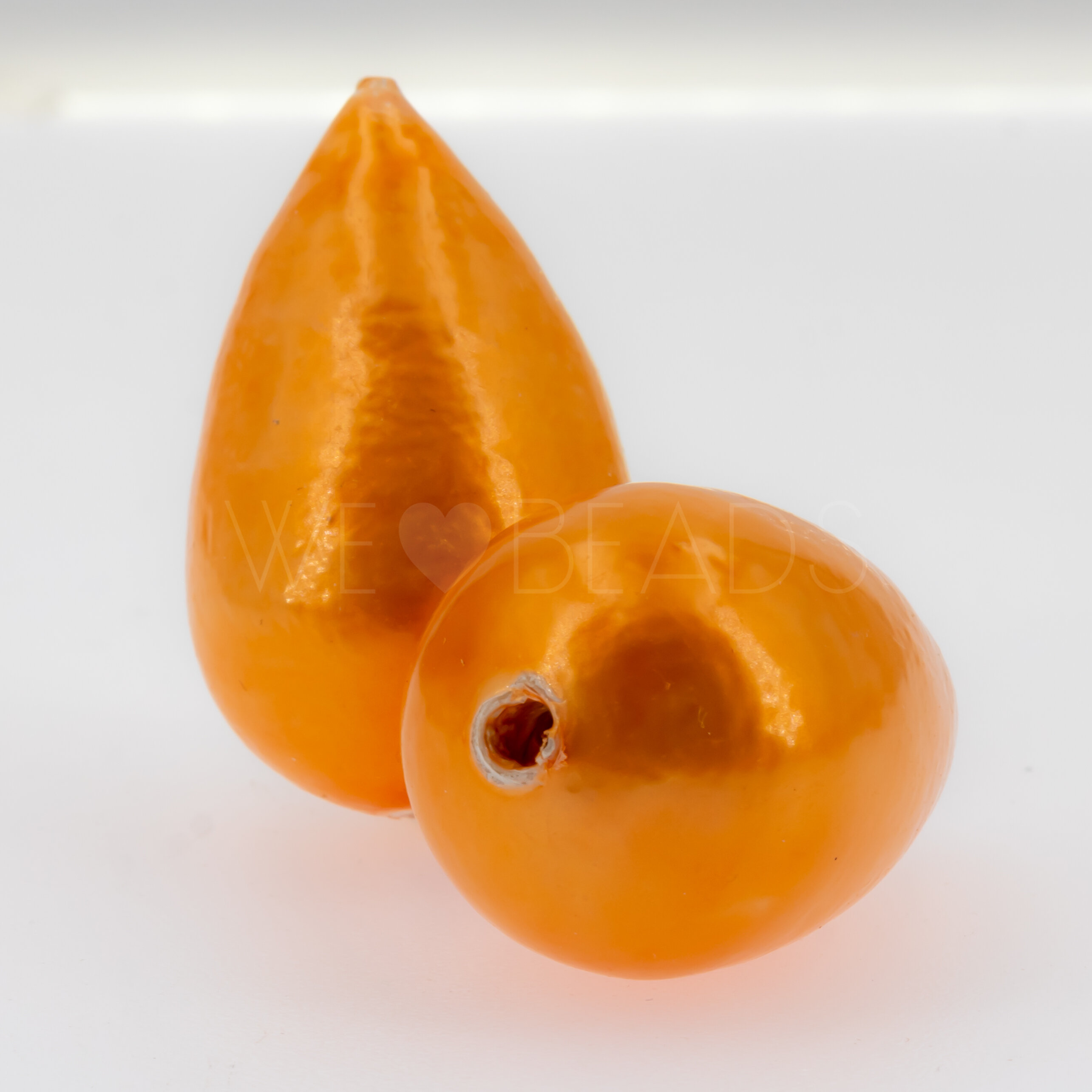 40x23 Paper-Mache Bead Tropfen in aprikosenorange radiant