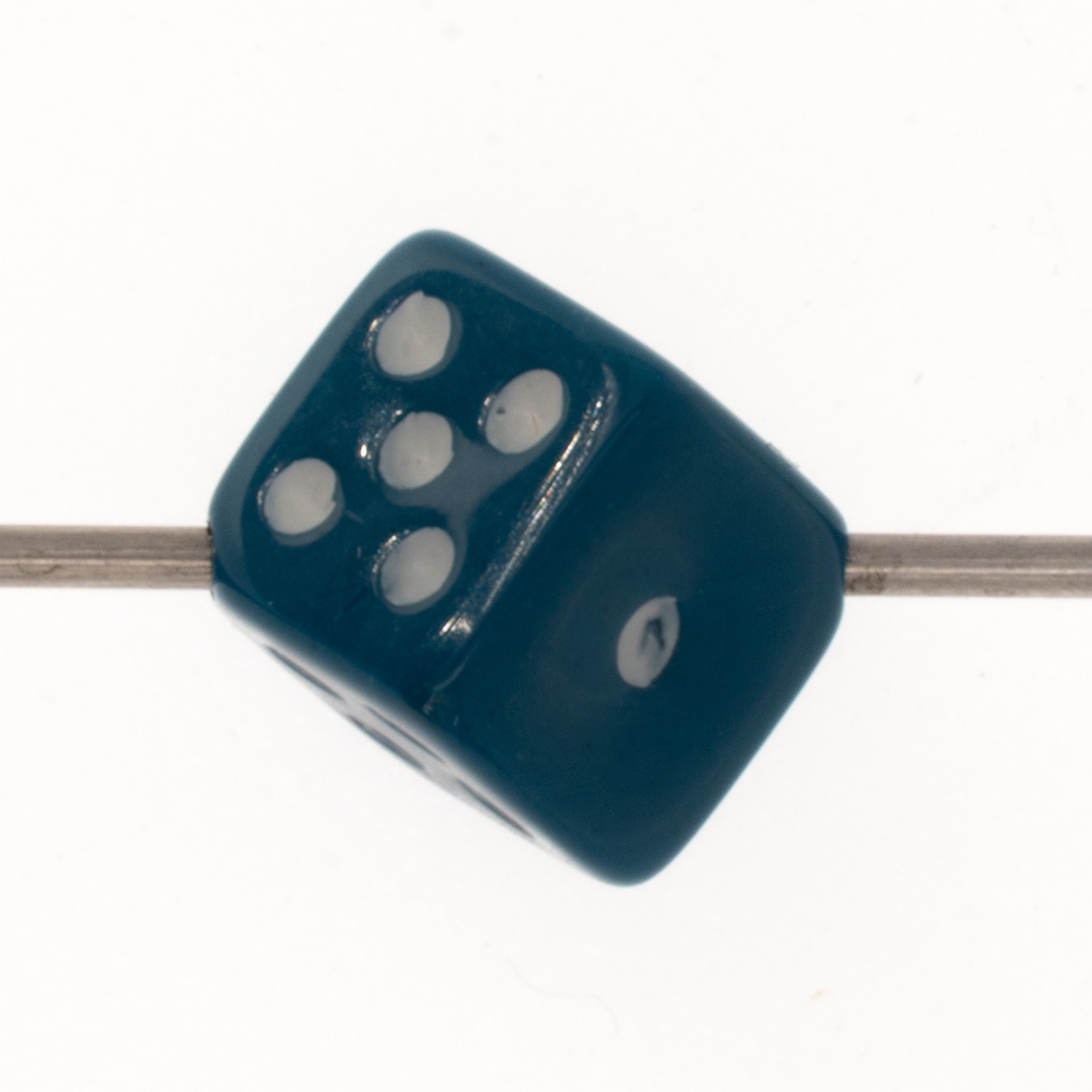 8mm Dice bead - in deep teal Opaque