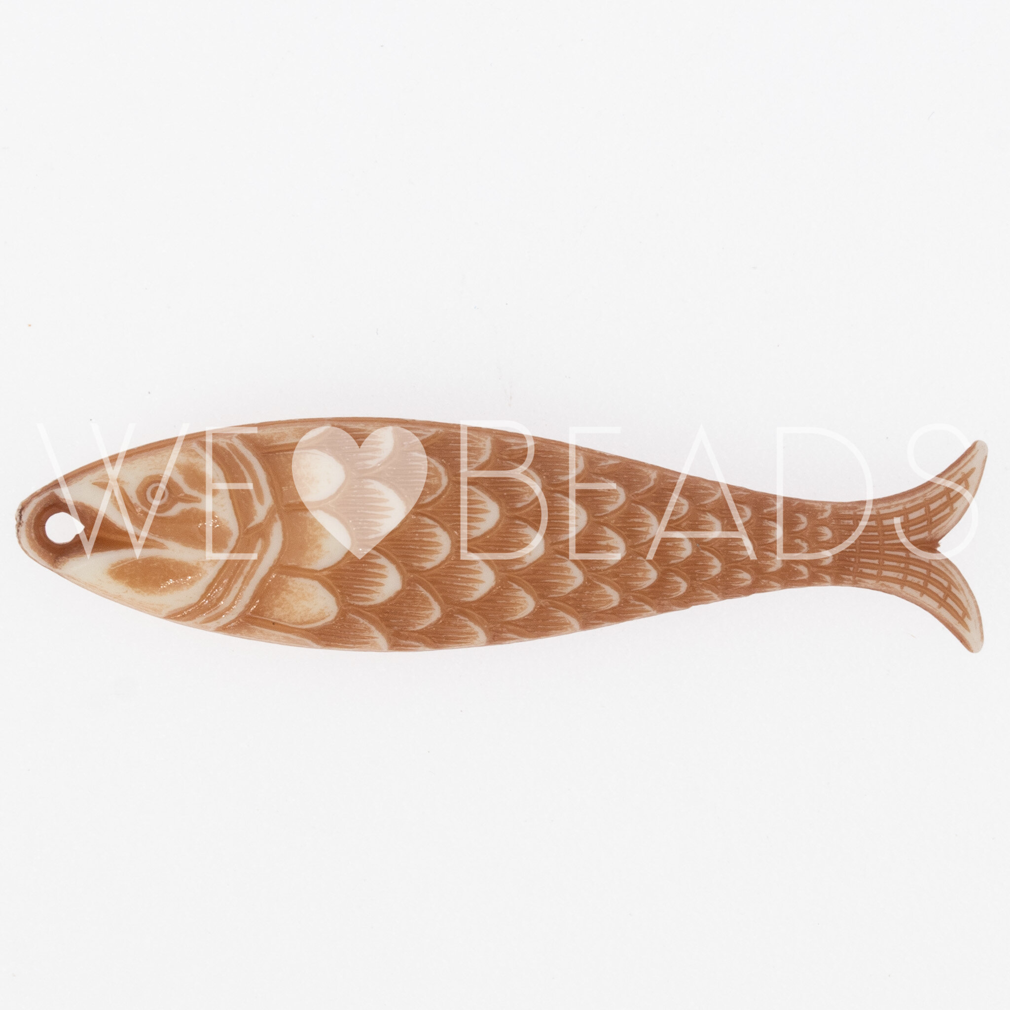 48x11 Fisch Anhänger in elfenbein-braun Satt