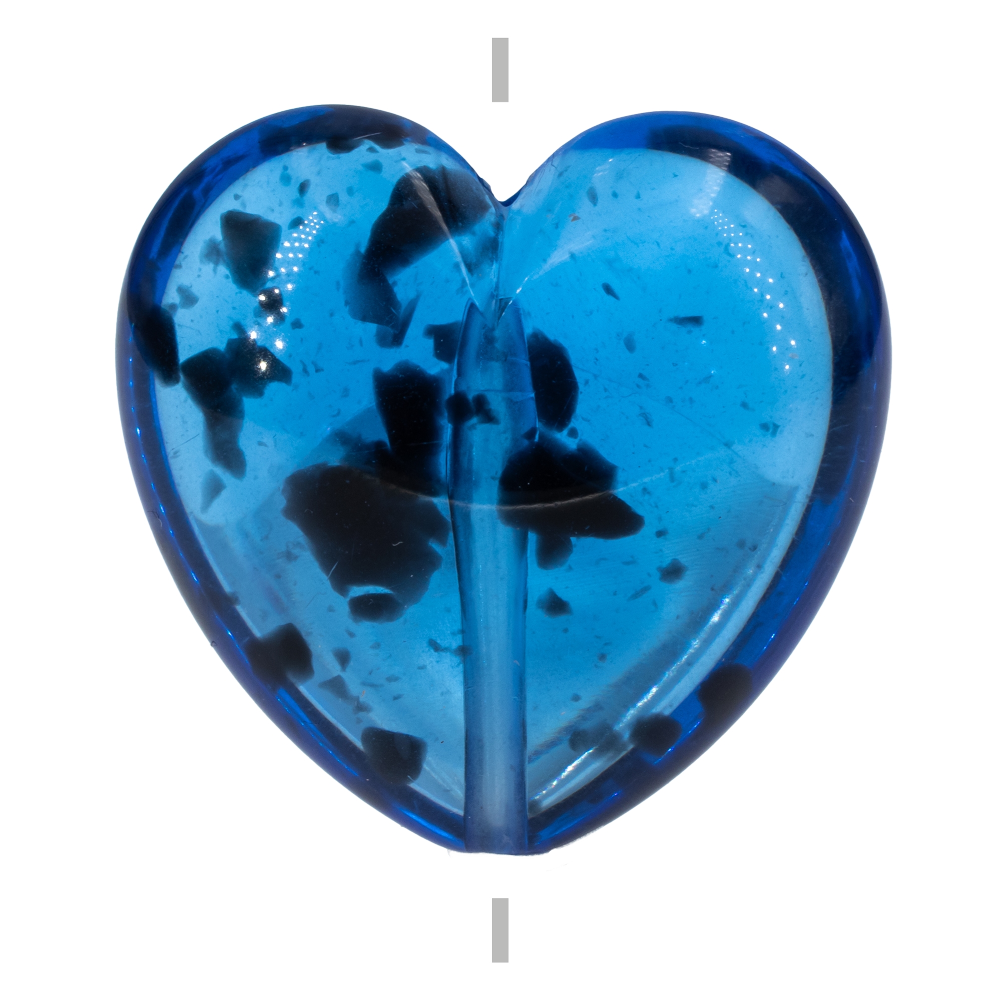 36mm Herz-Perle in blau punkte Transparent