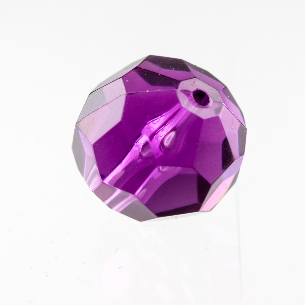 14mm  facettierte Rundperle in  violett dunkel Transparent