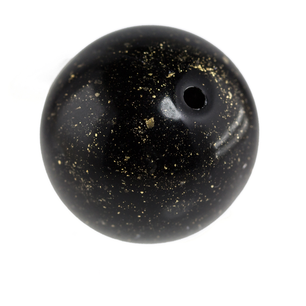 10mm Roundbead in black / gold flitter Marbled