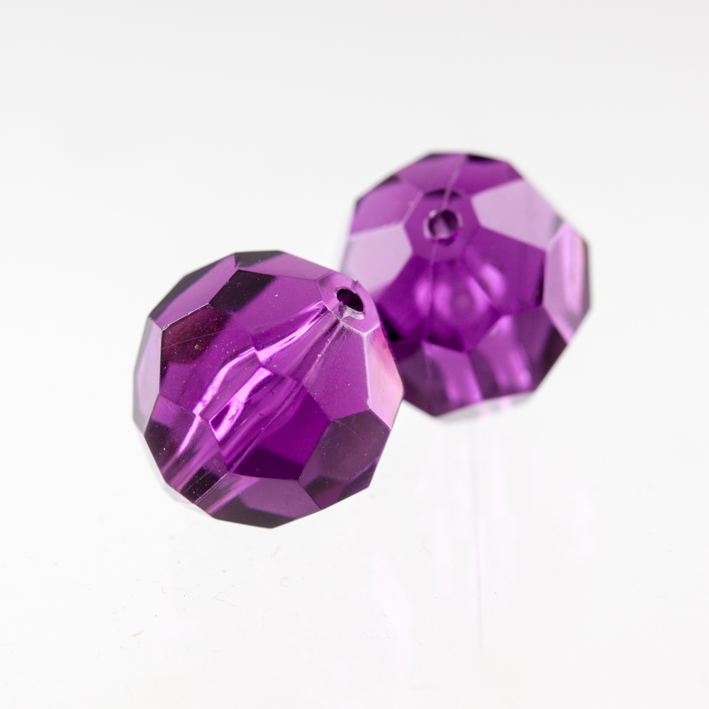 14mm  facettierte Rundperle in  violett dunkel Transparent