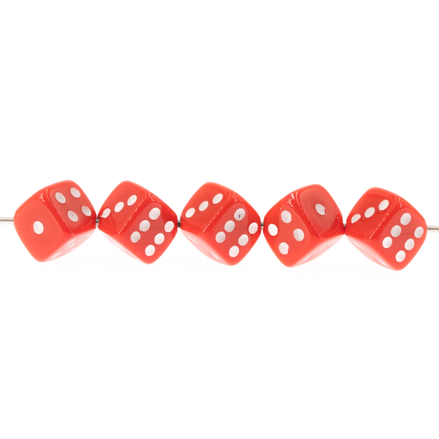 8mm Würfelperle  - rot / weiß  Satt, 