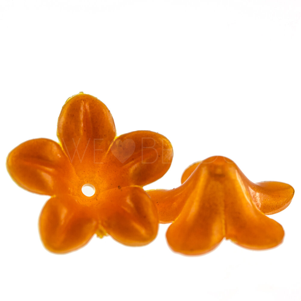 14mm Flower Beads in orange