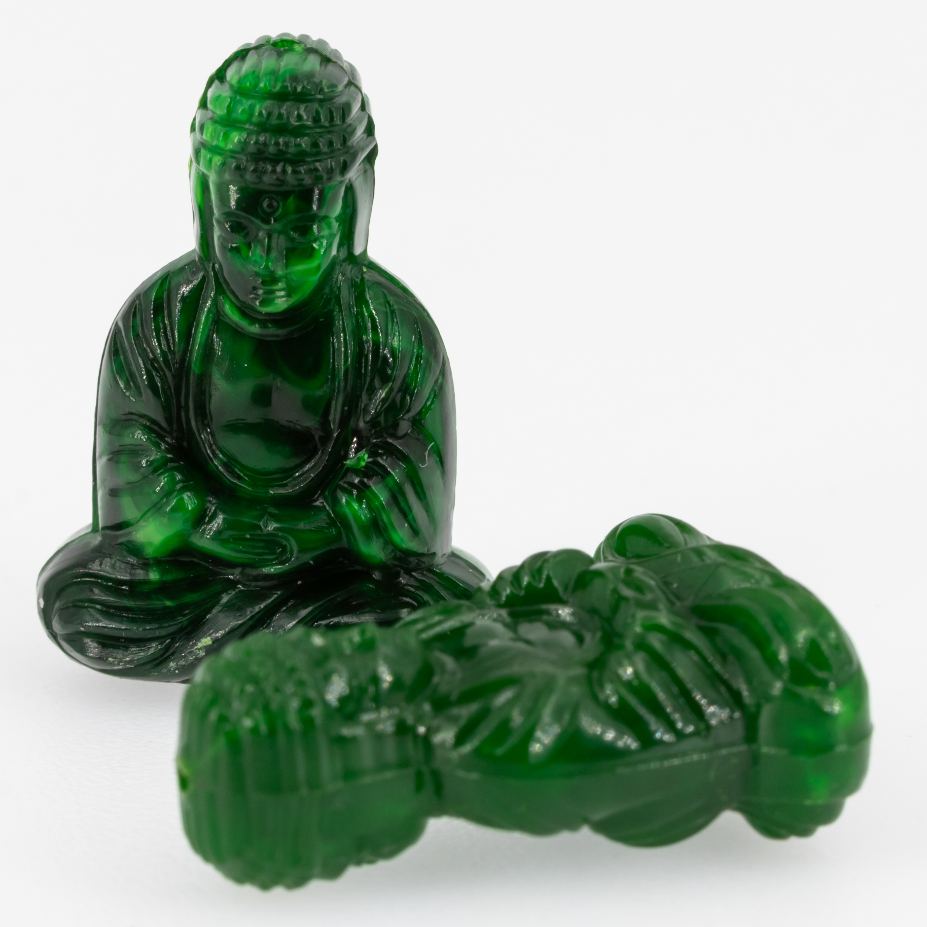 25x18 Buddha-Perle sitzend in grün  Marmor
