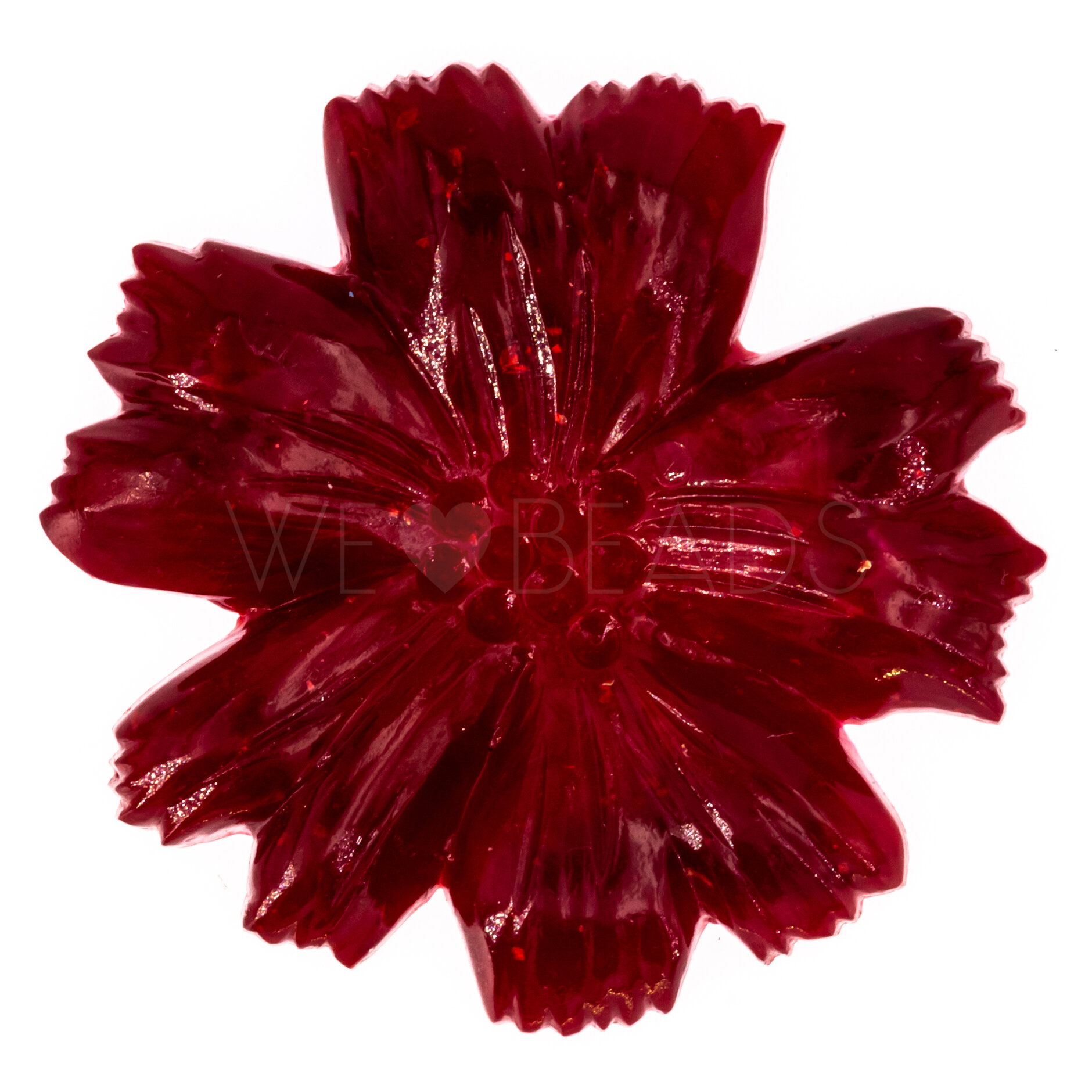 49mm Flower Cabochon in red 