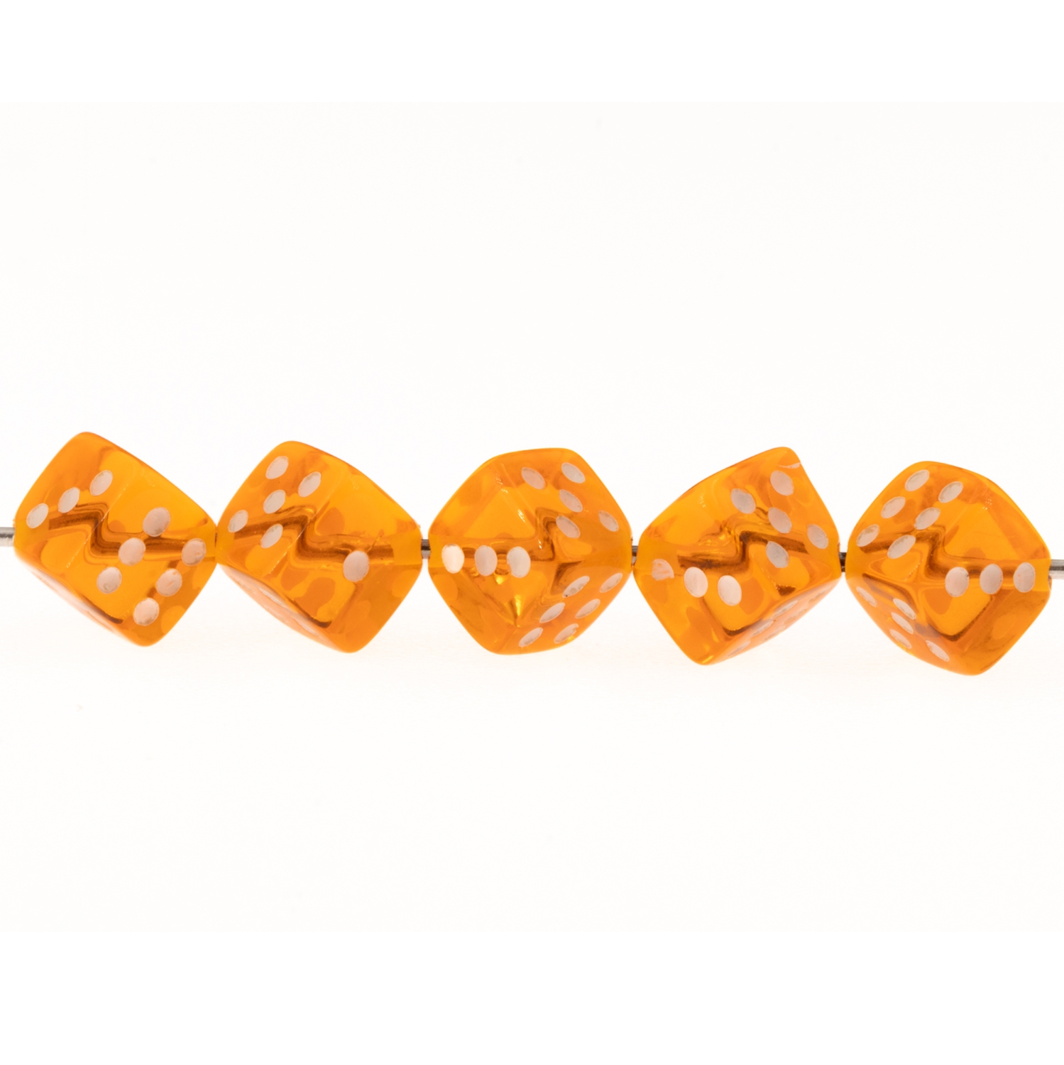 8mm Dice bead - orange / white Translucent, in