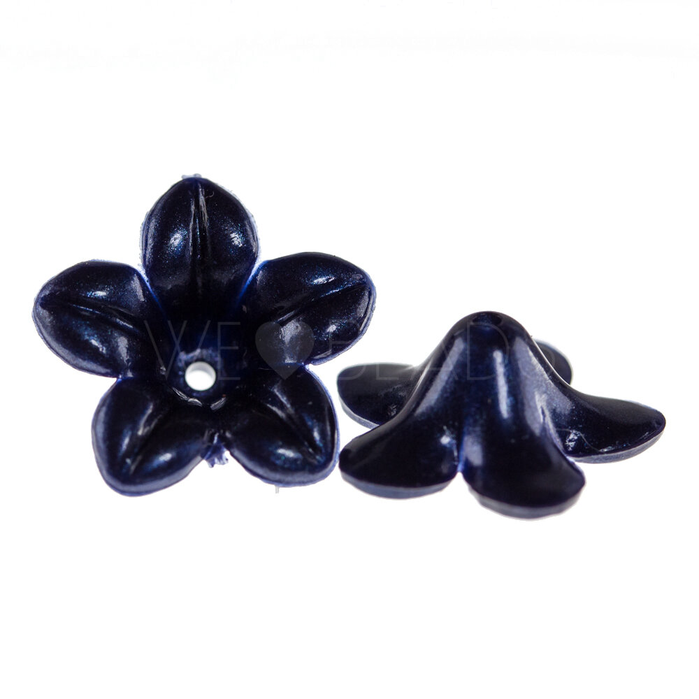 14mm Flower Beads in cobalt blue