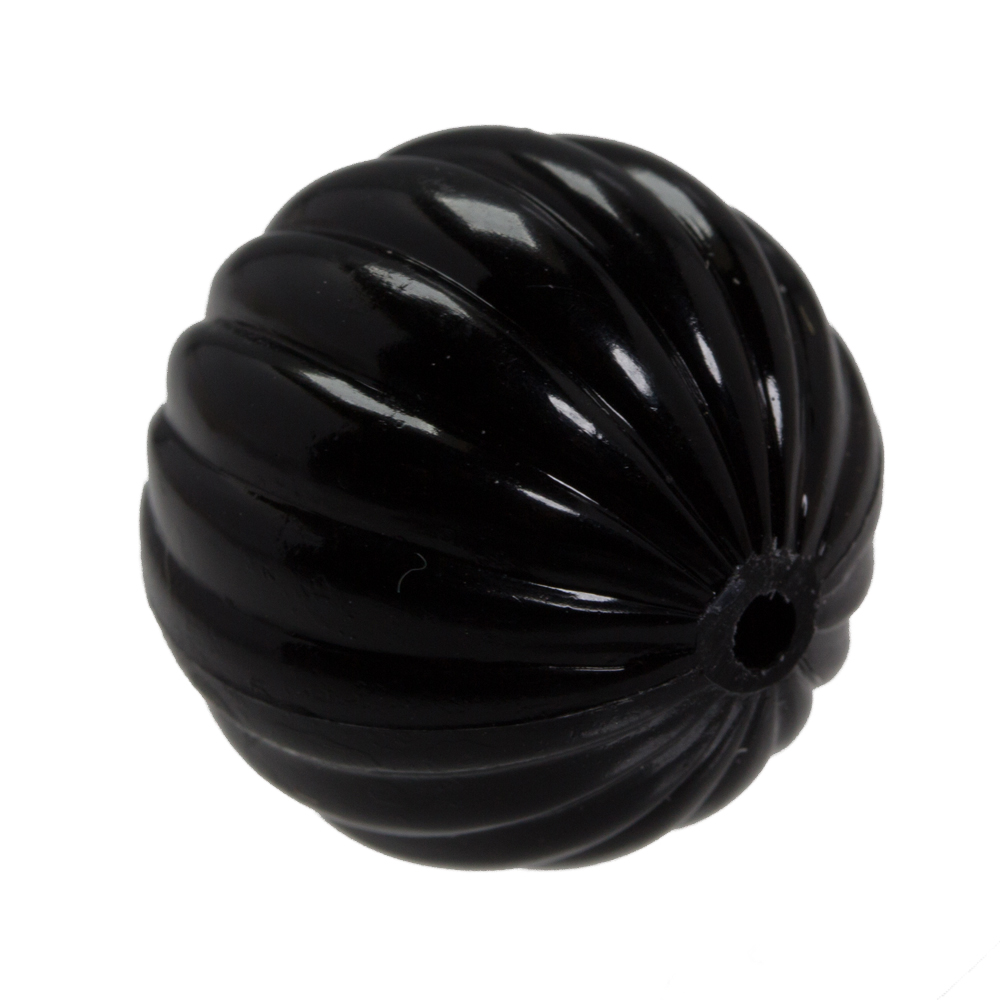 10mm gerillte Rund Perle in schwarz