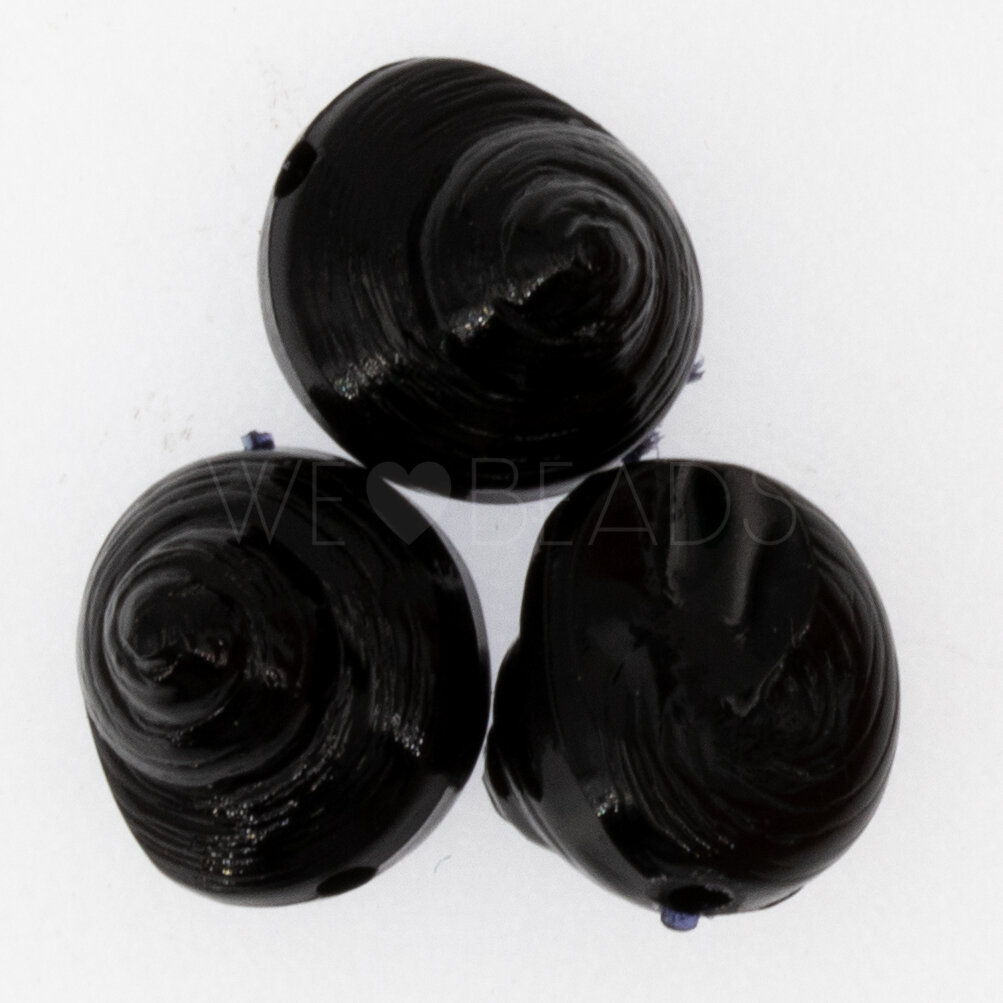 9mm Muschel Perle in schwarz