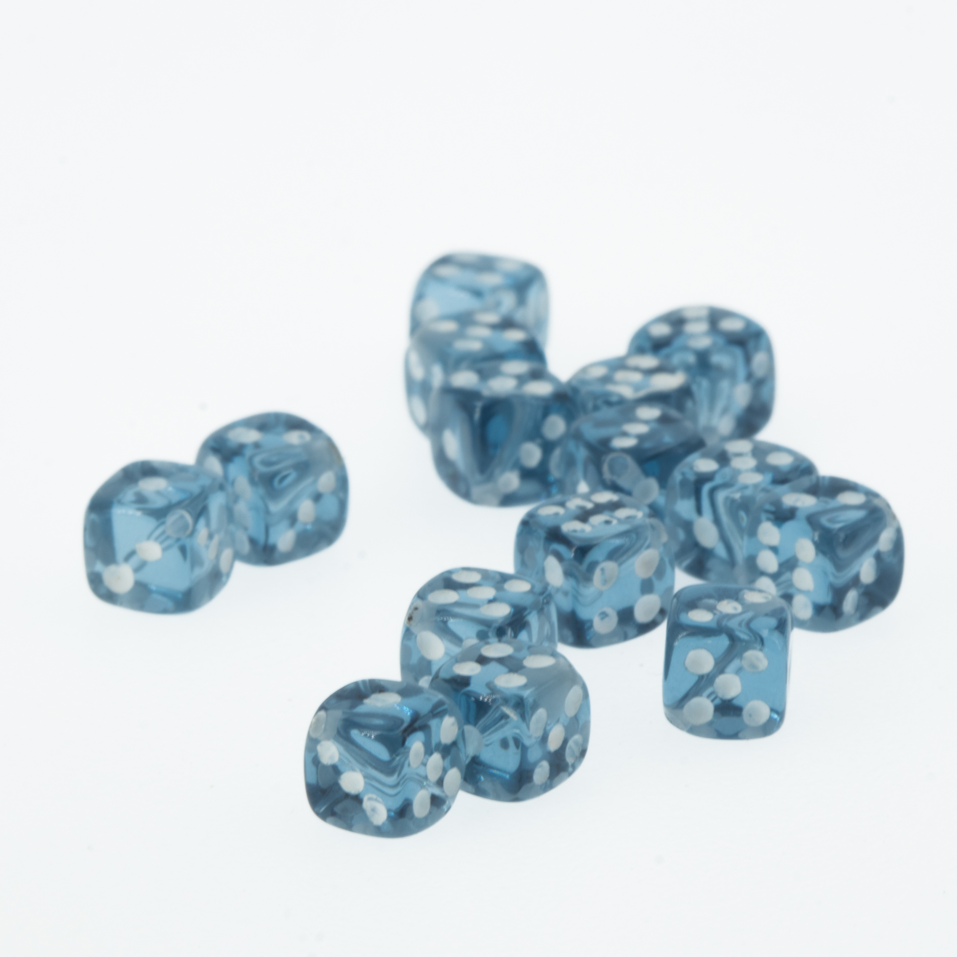 5mm Dice bead - petrol / white Translucent, in