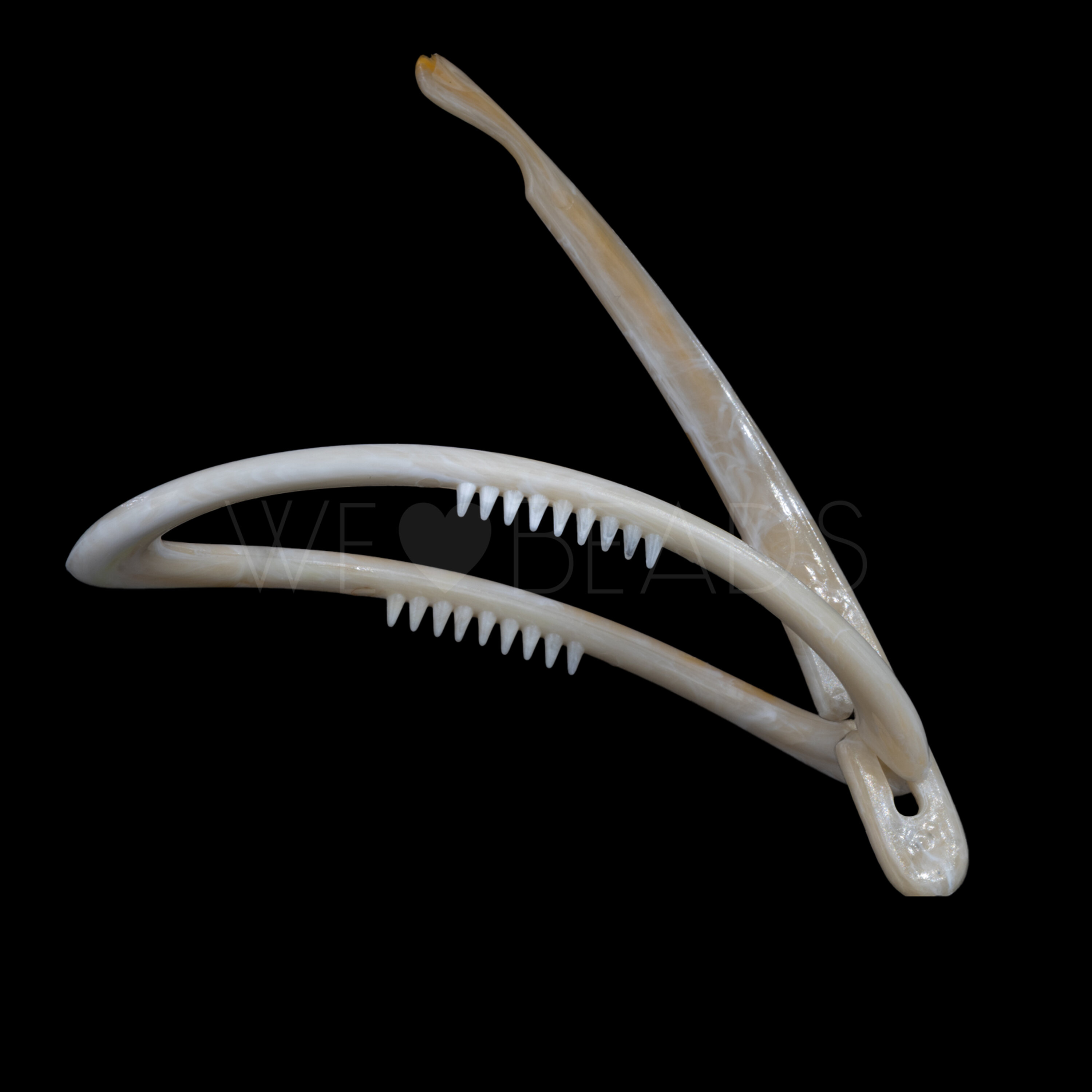 Dragonfly clip in ivorly Marbled, Large