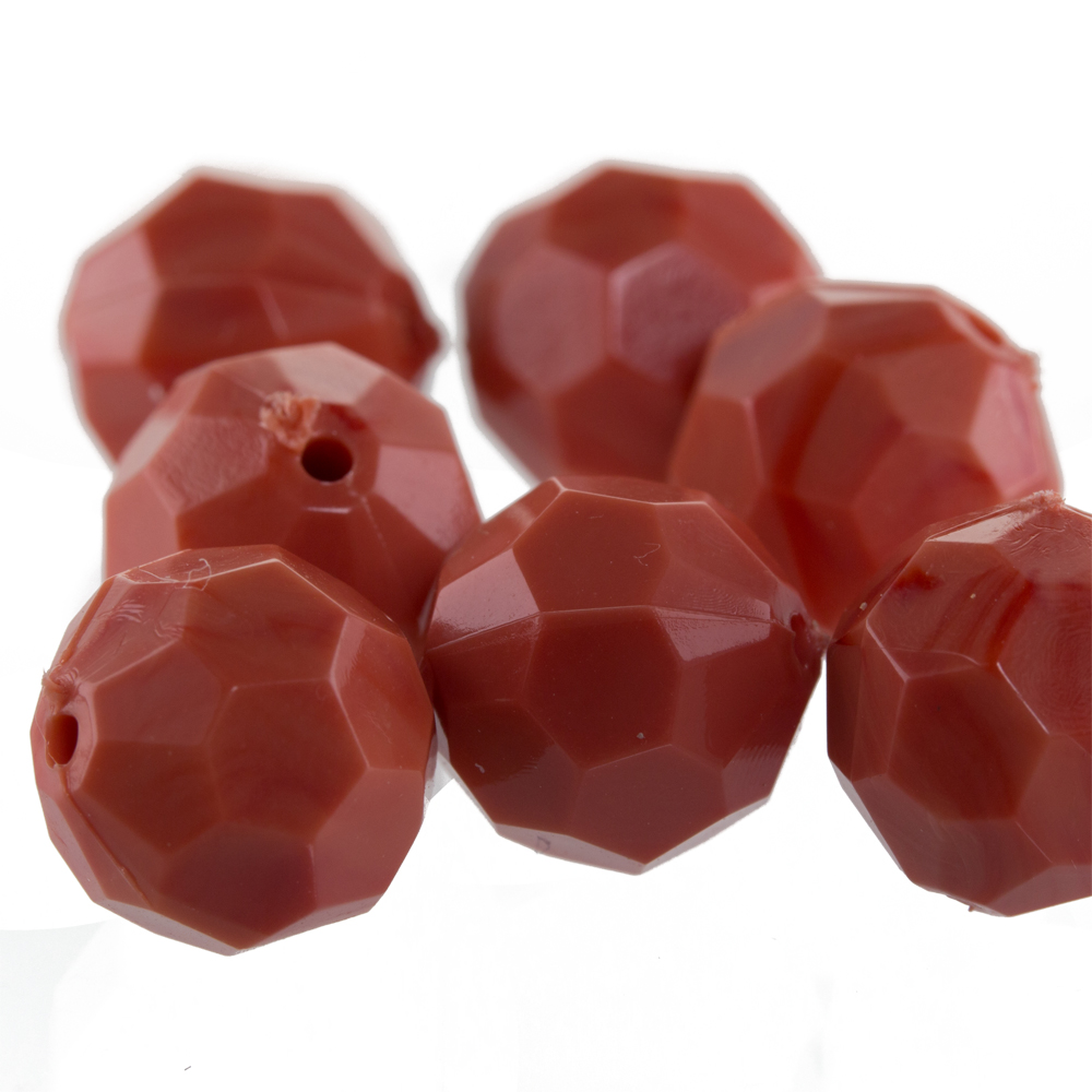 10mm  facettierte Rundperle in  korall orange  Marmor