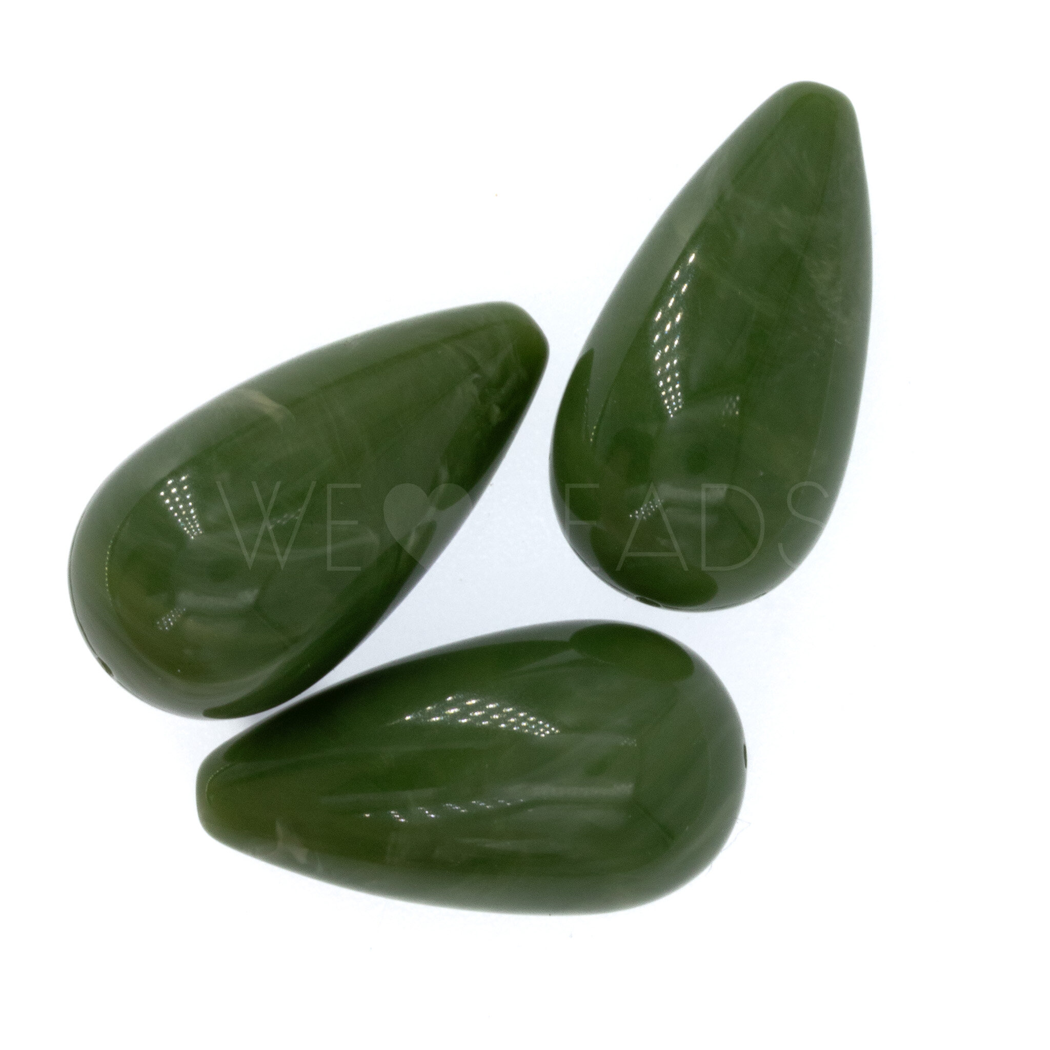 26x14 Tropfen perle in dunkeles jadegrün 