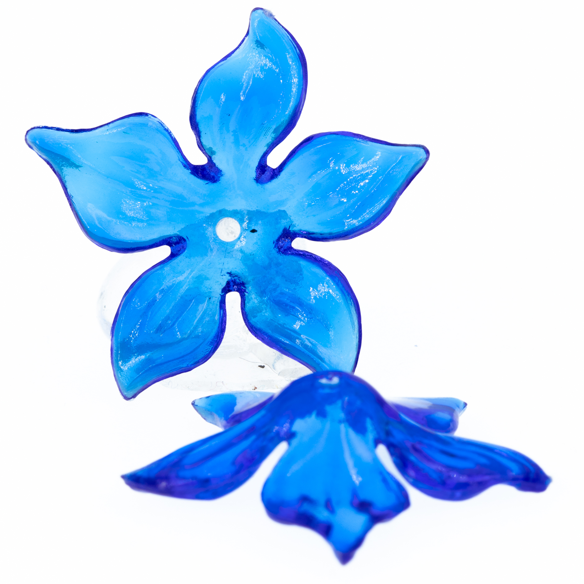 30mm Blume Perle in blau Transparent
