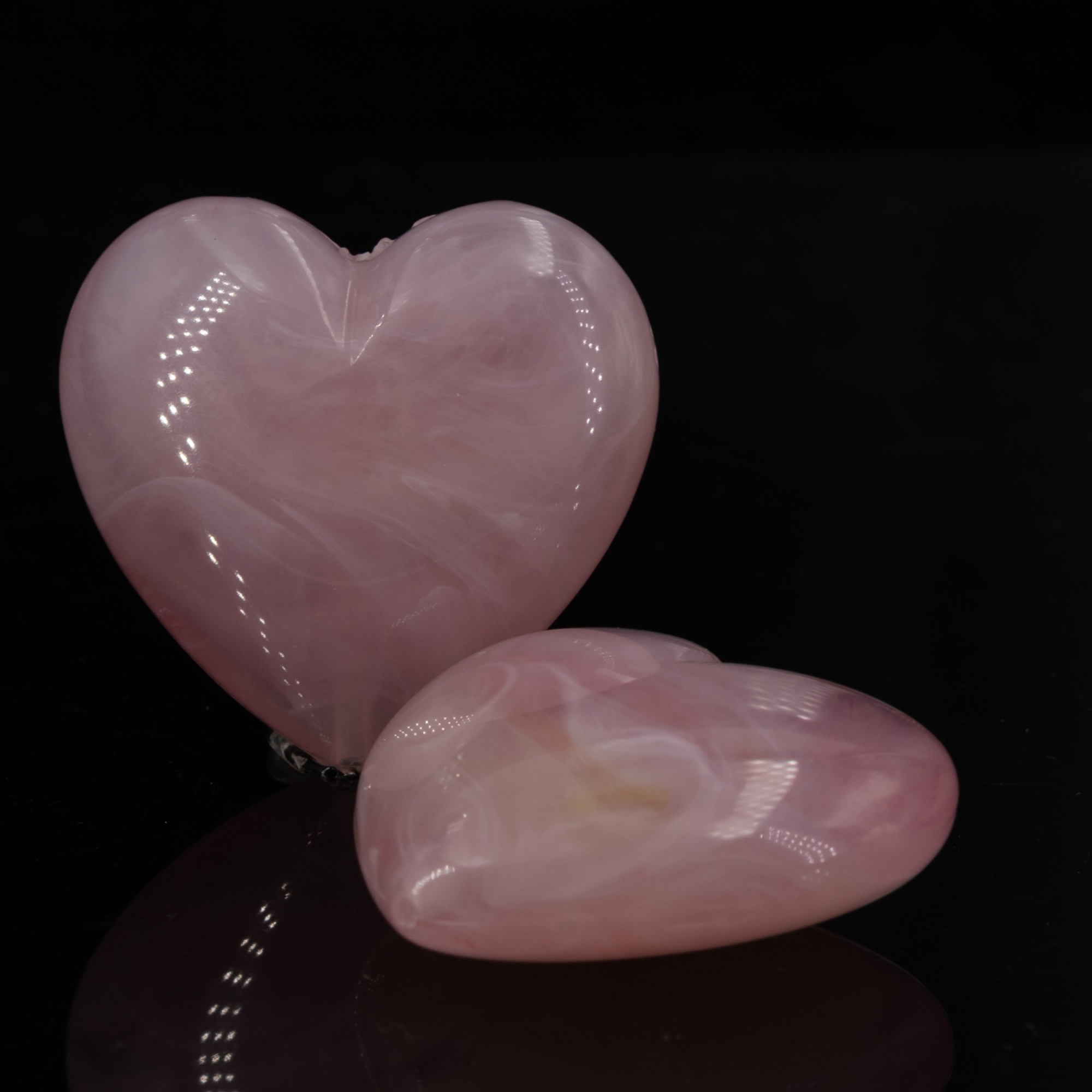 28mm Herz-Perle in Rosenquarz  Marmor