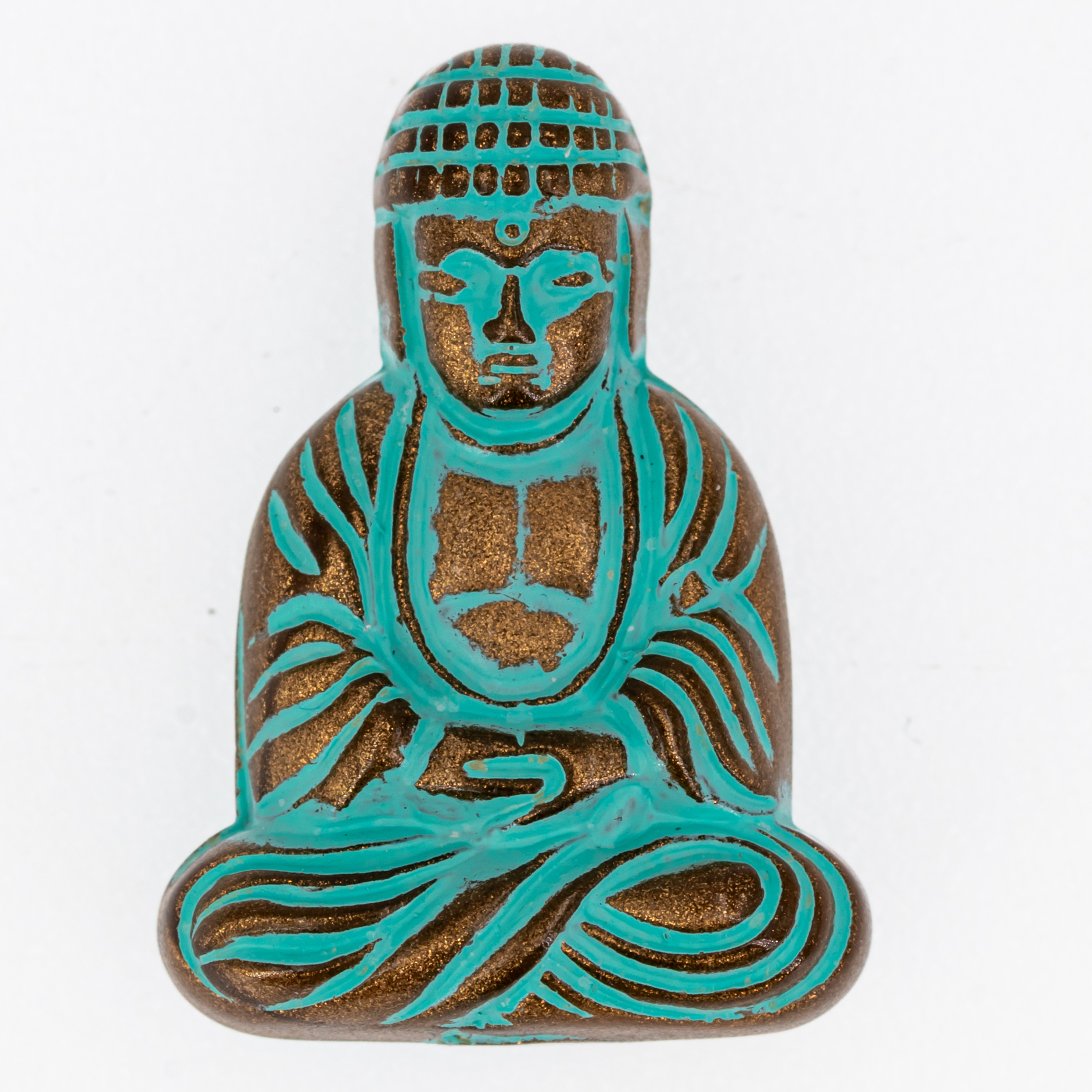 25x18 Buddha-Perle sitzend in goldbasis  Seide