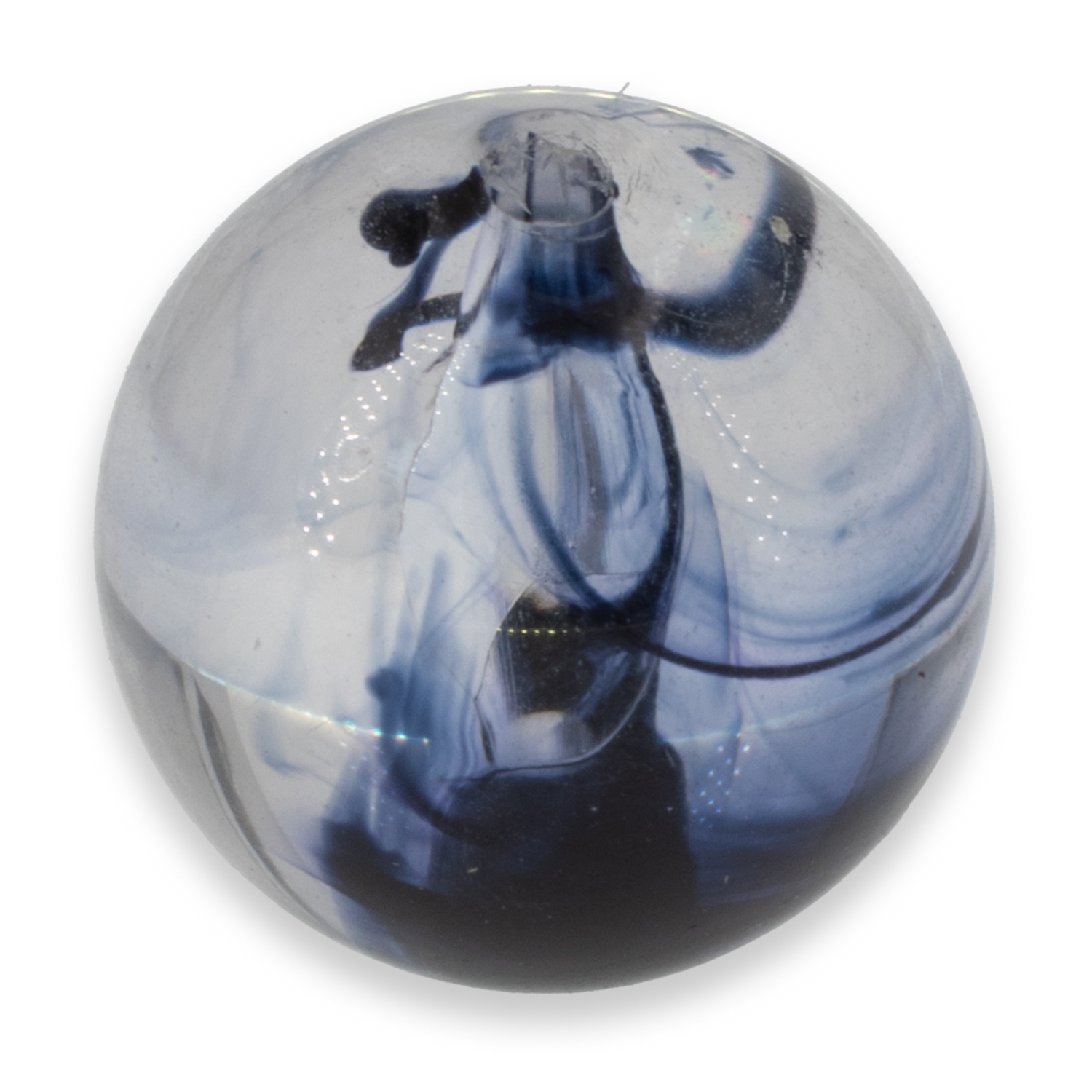 10mm Roundbead in inky blue smoke Marbled, Translucent