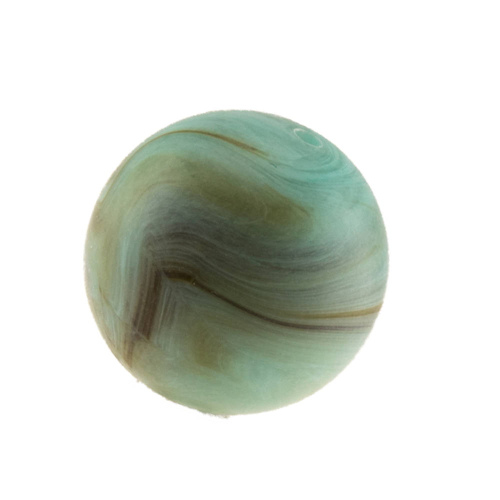14mm Roundbead in turquoise Marbled, Frosted