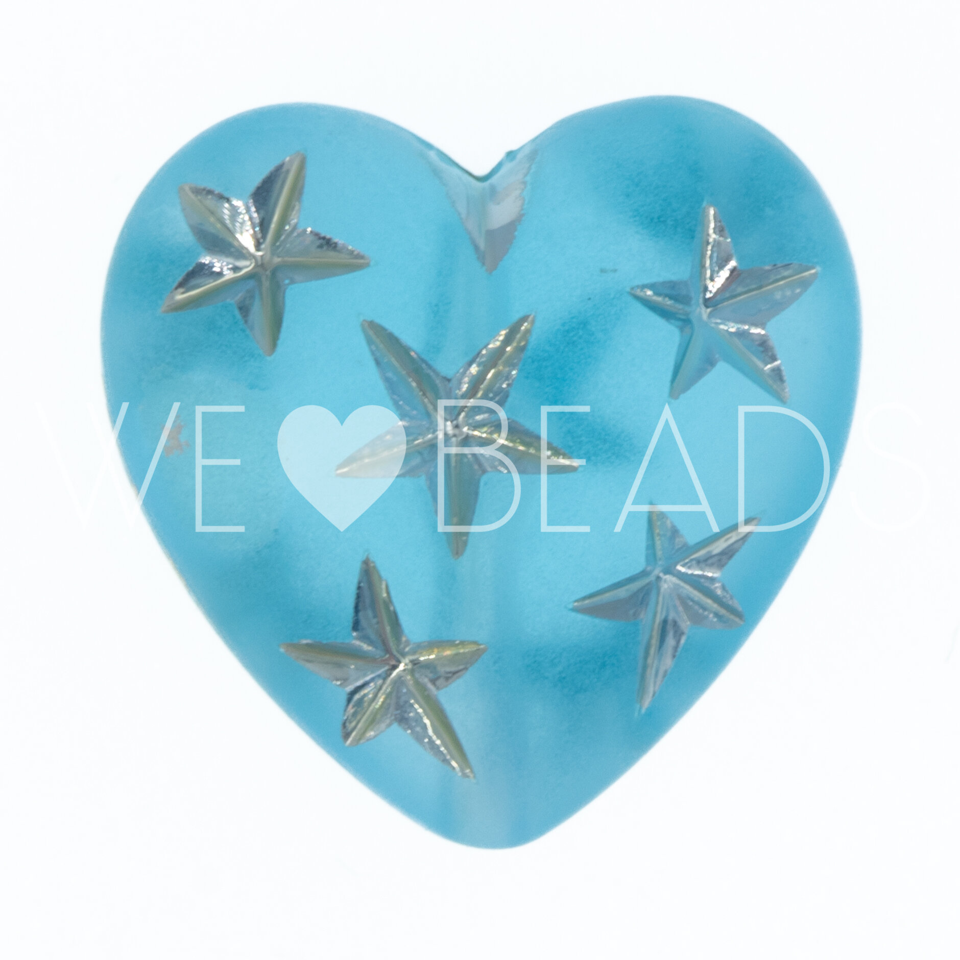 14mm Herz-Perle in Aqua  Transparent, Matt
