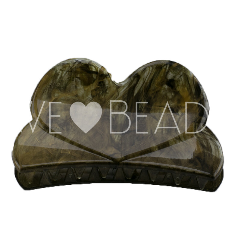 Herz Haarspange in kakaobraun gold Large