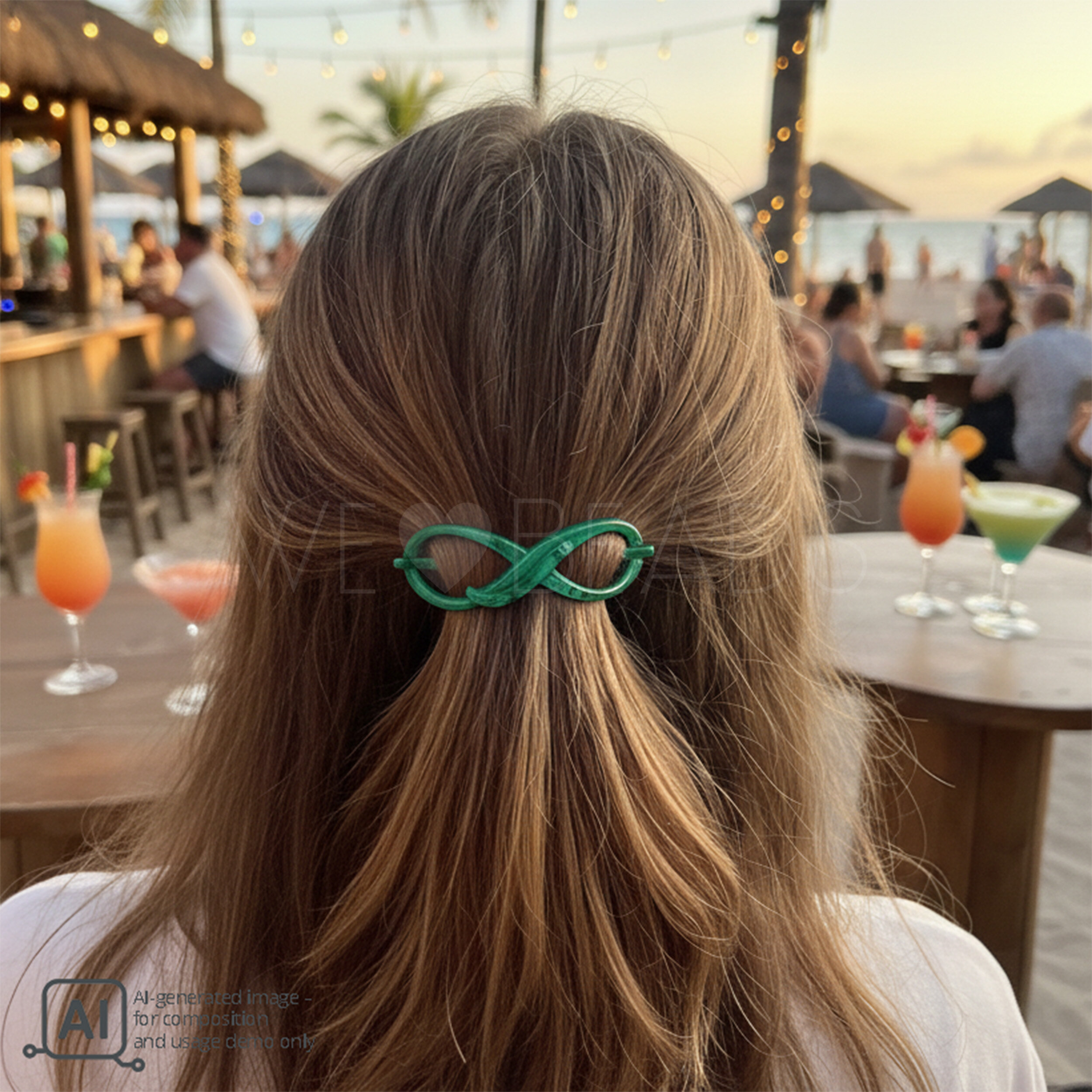 Libellenspange in Waldgrün Marmor, medium