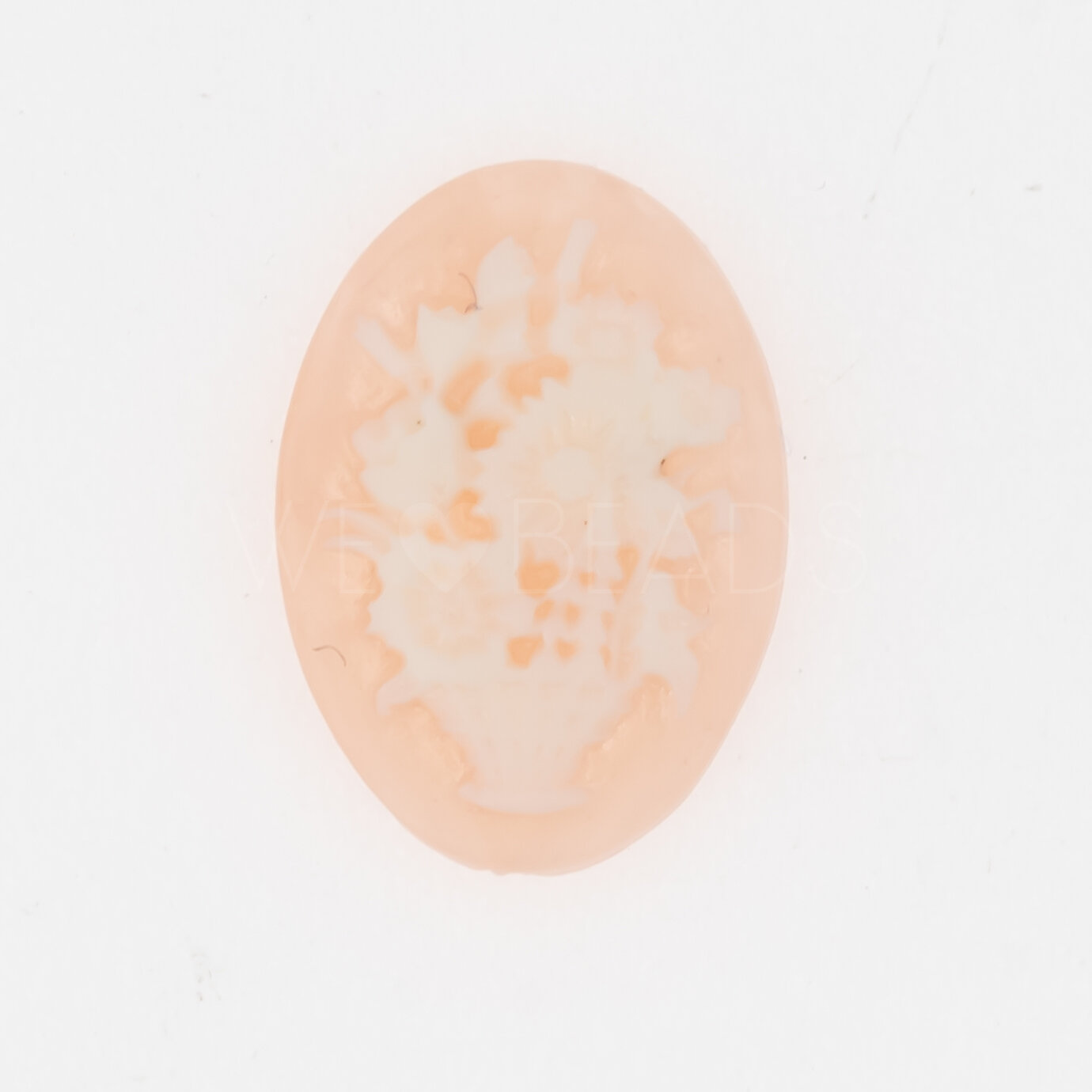 18x13 Kamee "Blumenkorb" oval in Rosa / elfenbein