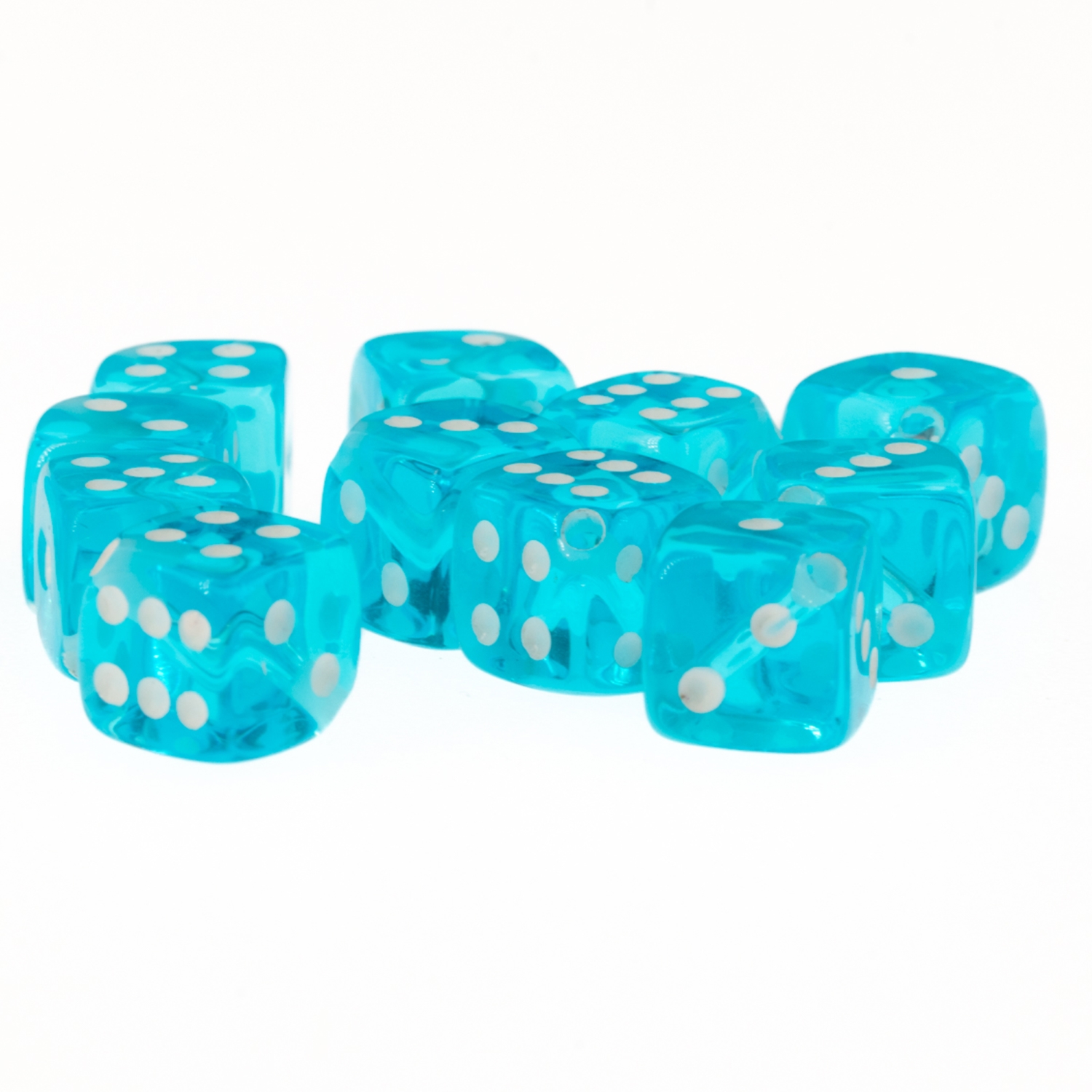 5mm Dice bead - turqoise blue / white Translucent, in