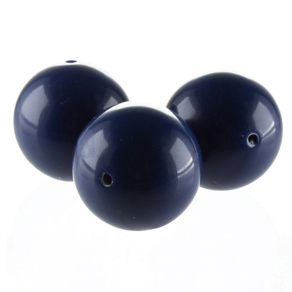 20mm Roundbead in black blue Opaque