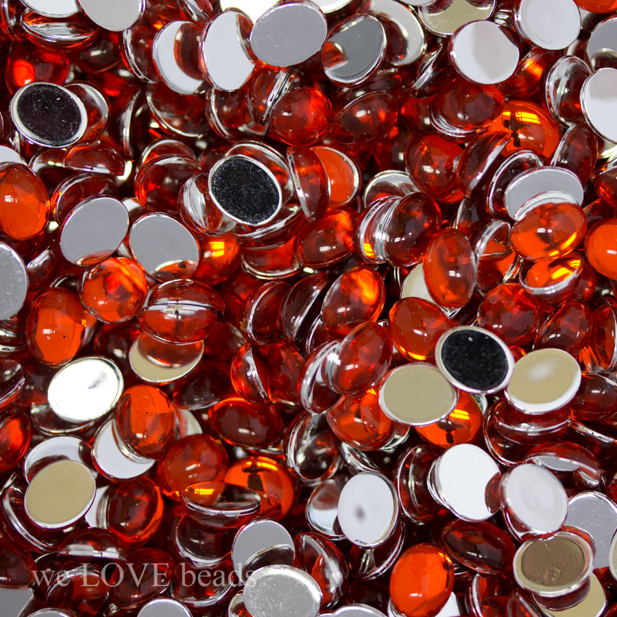 14x10 Cabochon oval - orange  Transparent, Verspiegelt 