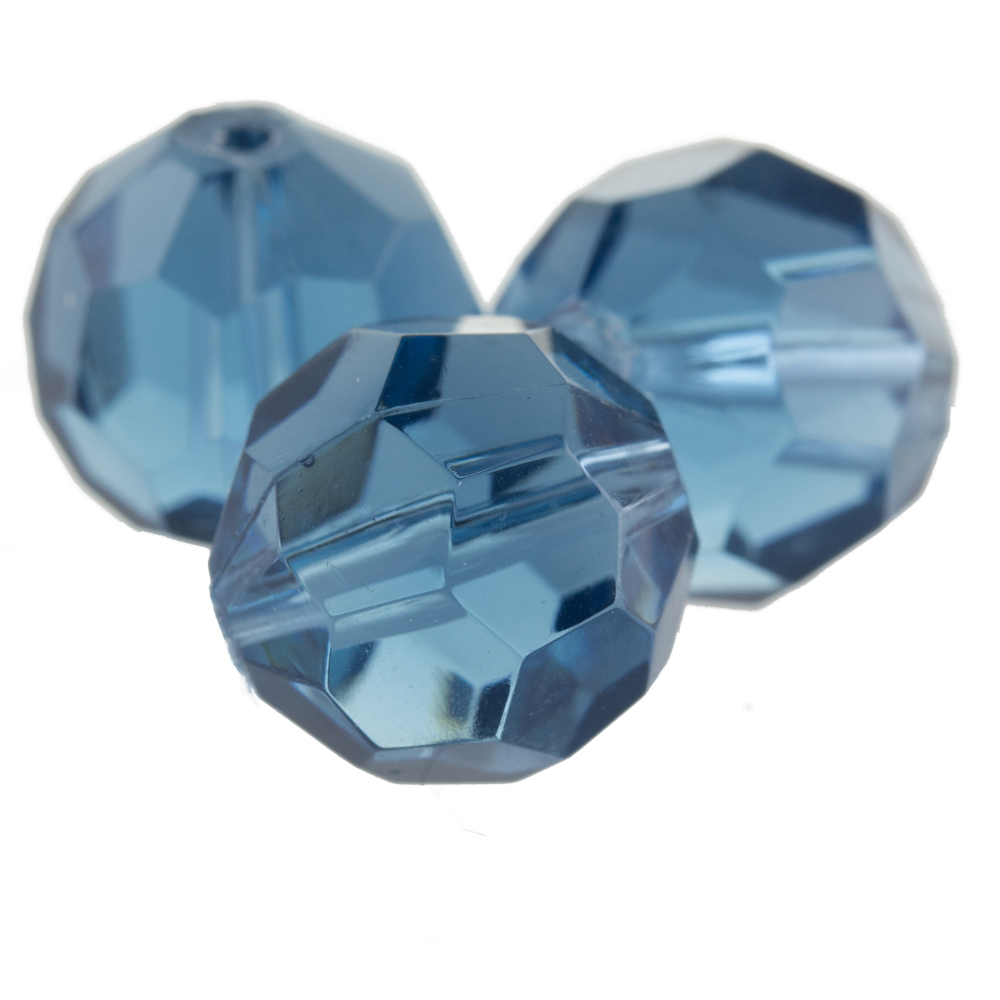 8mm  facettierte Rundperle in  alpengrau blau Transparent