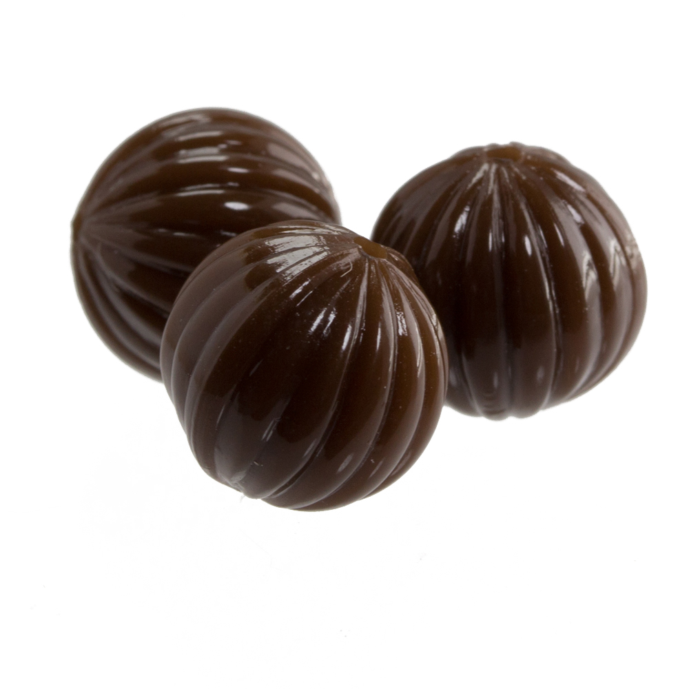 10mm grooved Round  Beads in brown oqaque