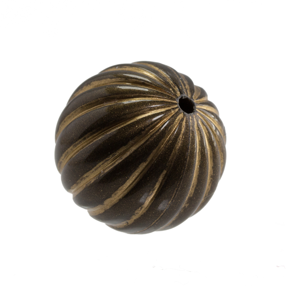 18mm gerillte Rund Perle in goldbraun/gold