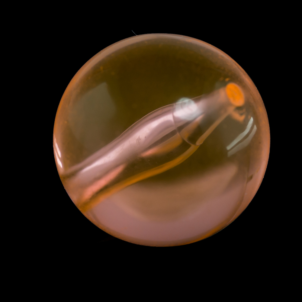 25mm Rundperle in  neon lachs orange Transparent