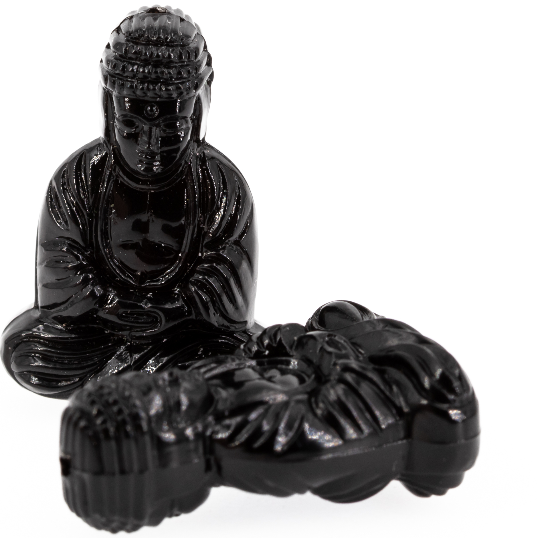25x18 Buddha-Perle sitzend in Schwarz Satt