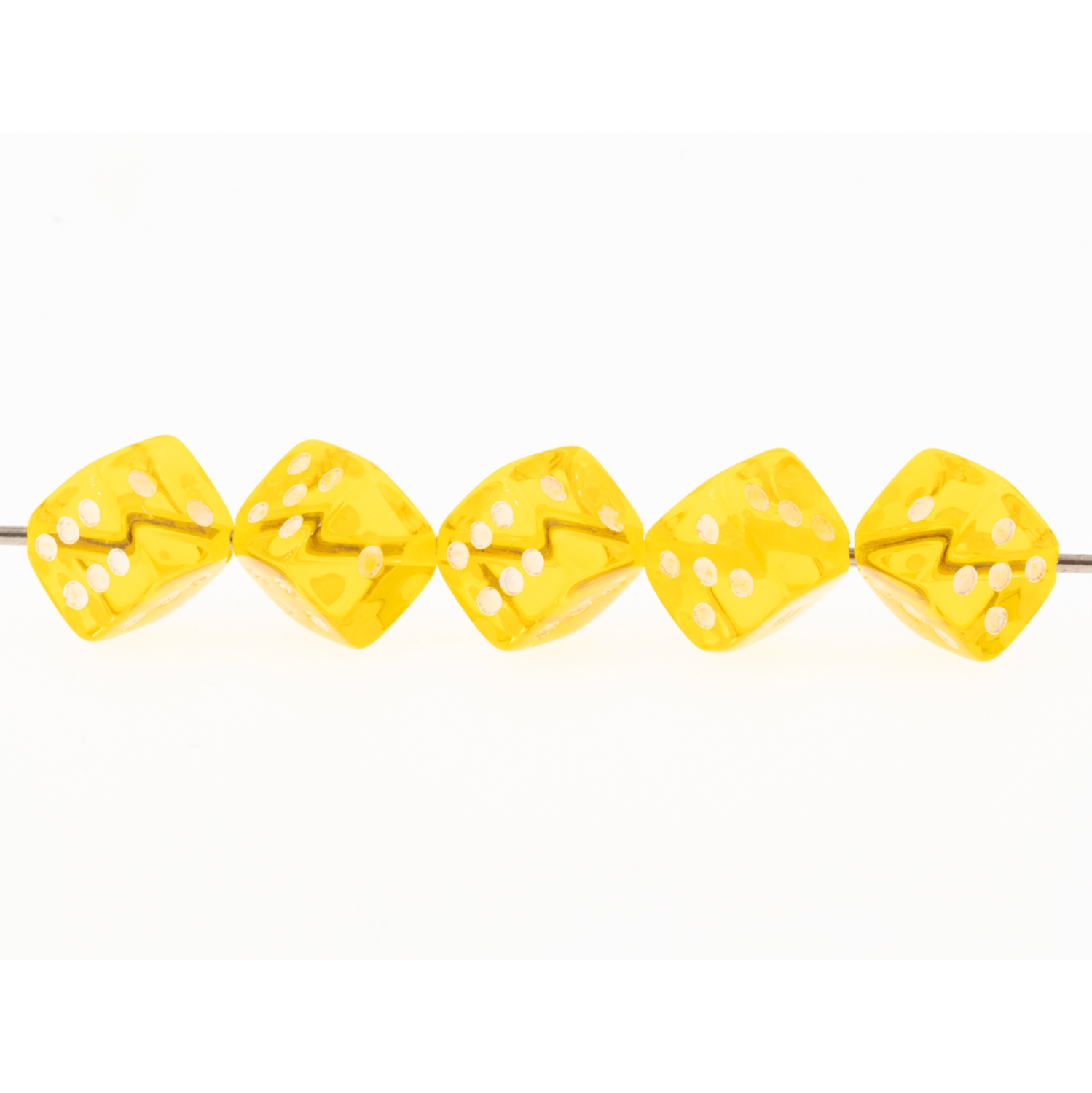 8mm Dice bead - yellow translucent / white Translucent, in