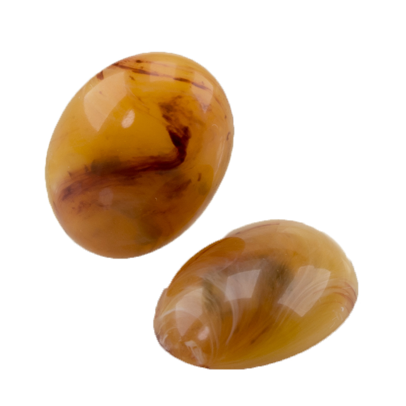 14x10 Oval Cabochon  - amber Marbled,