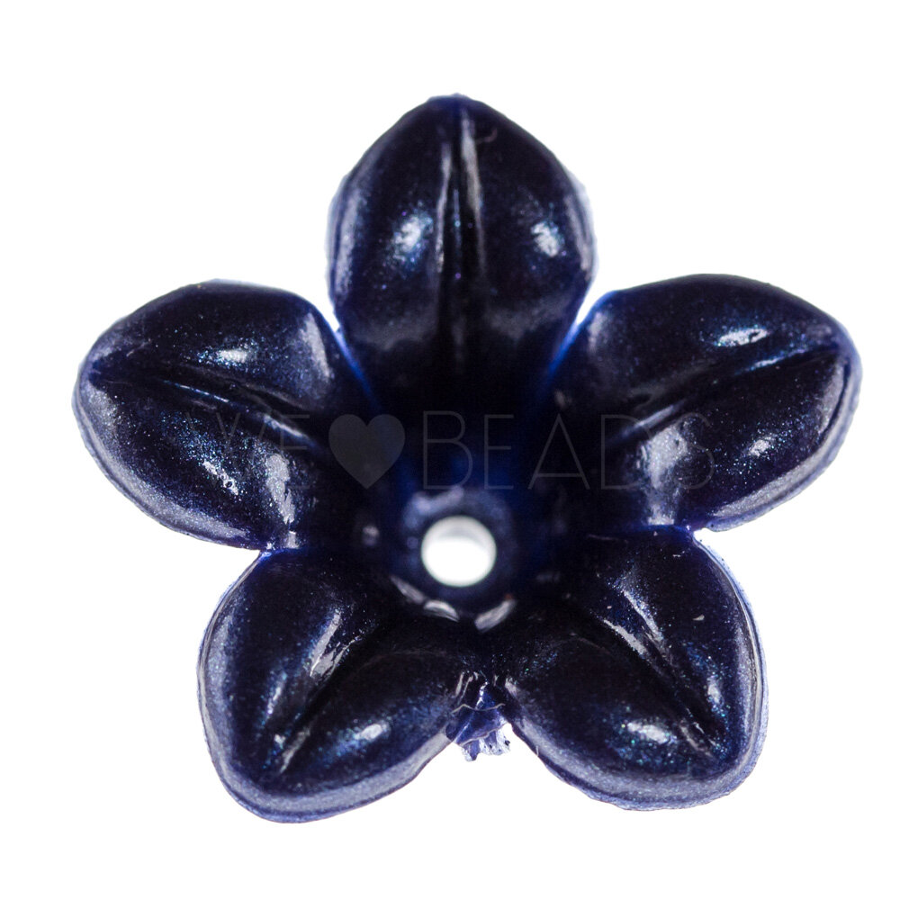 14mm Flower Beads in cobalt blue