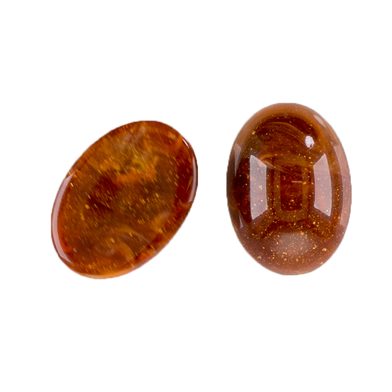 25x18 oval Cabochon in kupferbraun mit flitter 