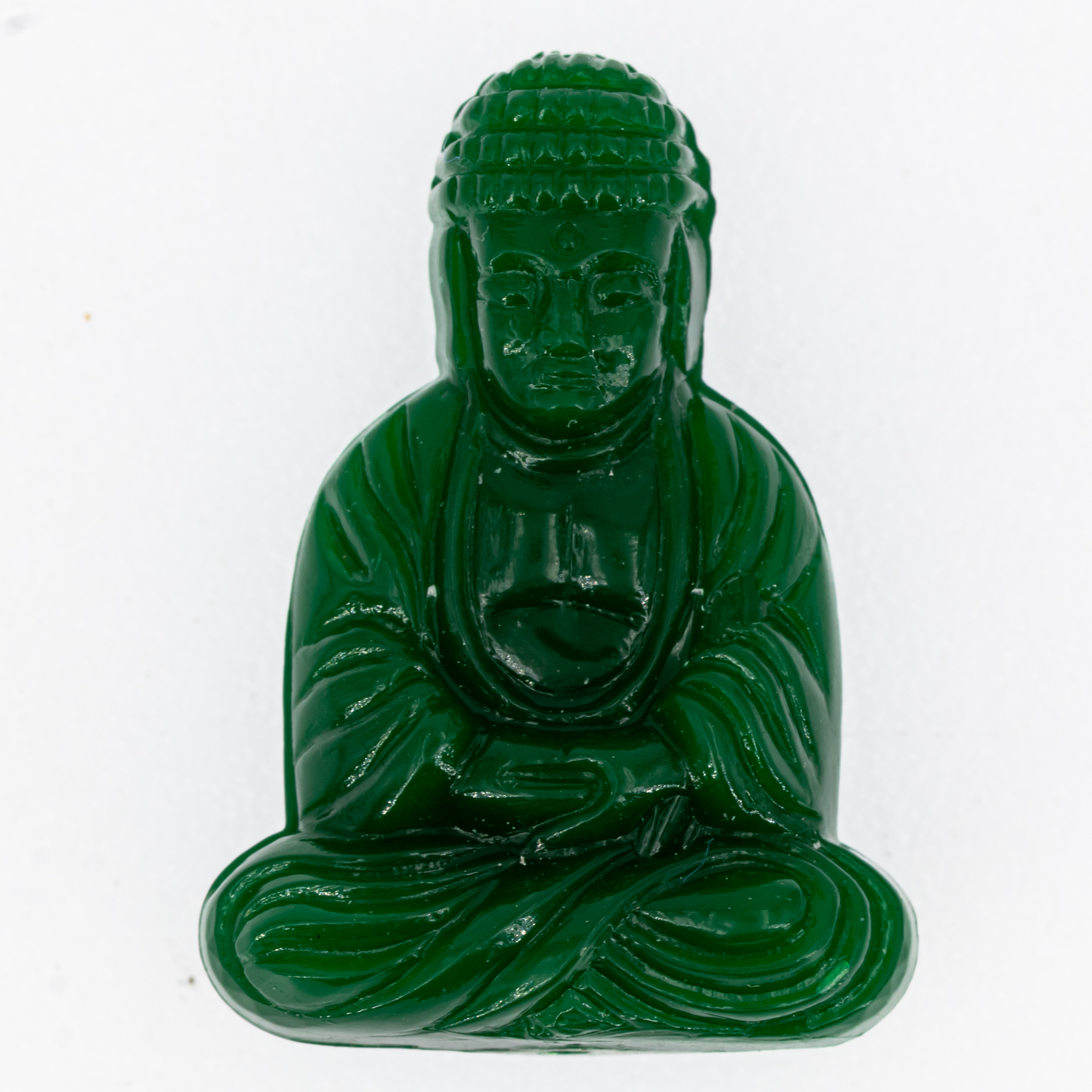 25x18 Buddha-Perle sitzend in emeraldgrün Satt