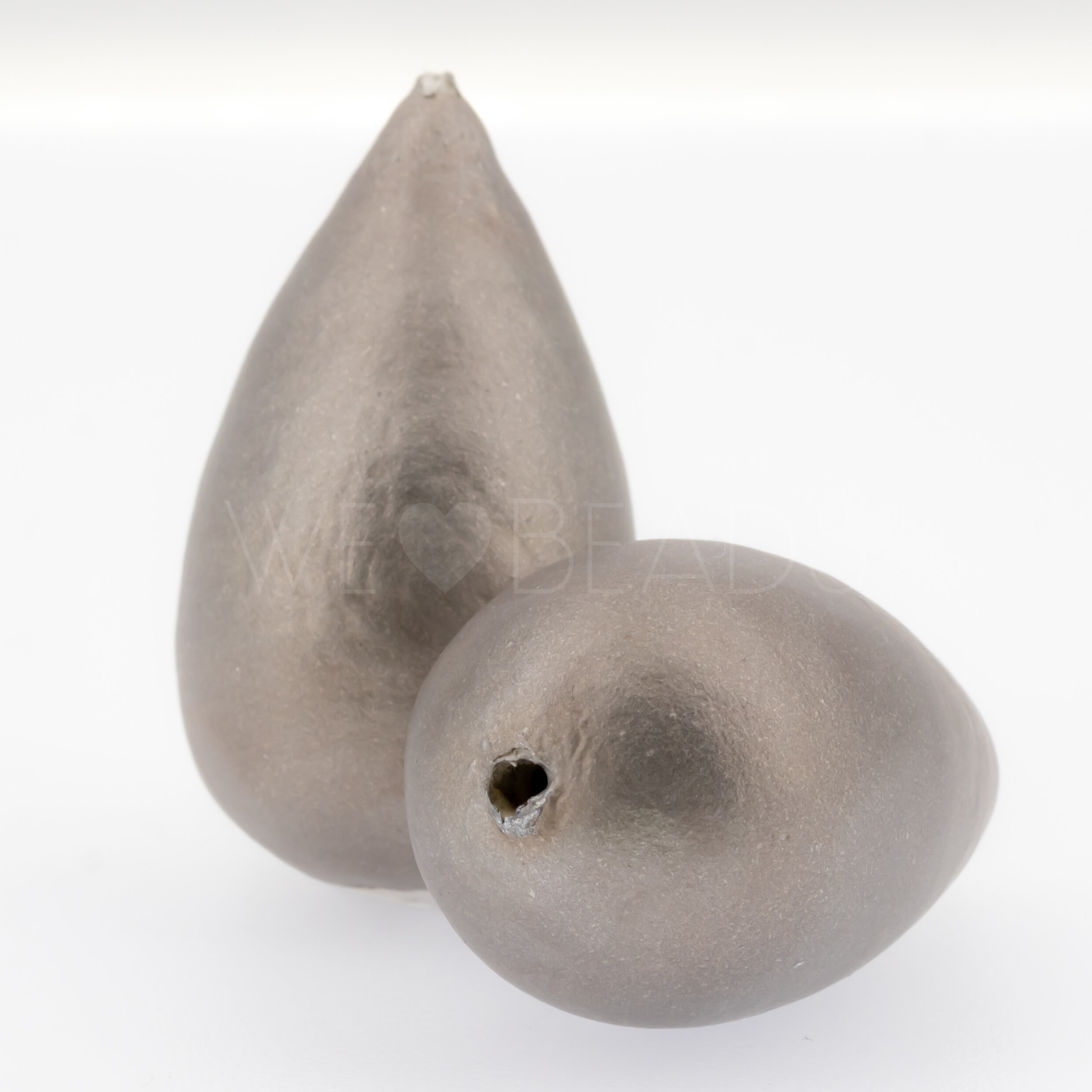 40x23 Paper-Mache Bead Tropfen in silbergrau matt