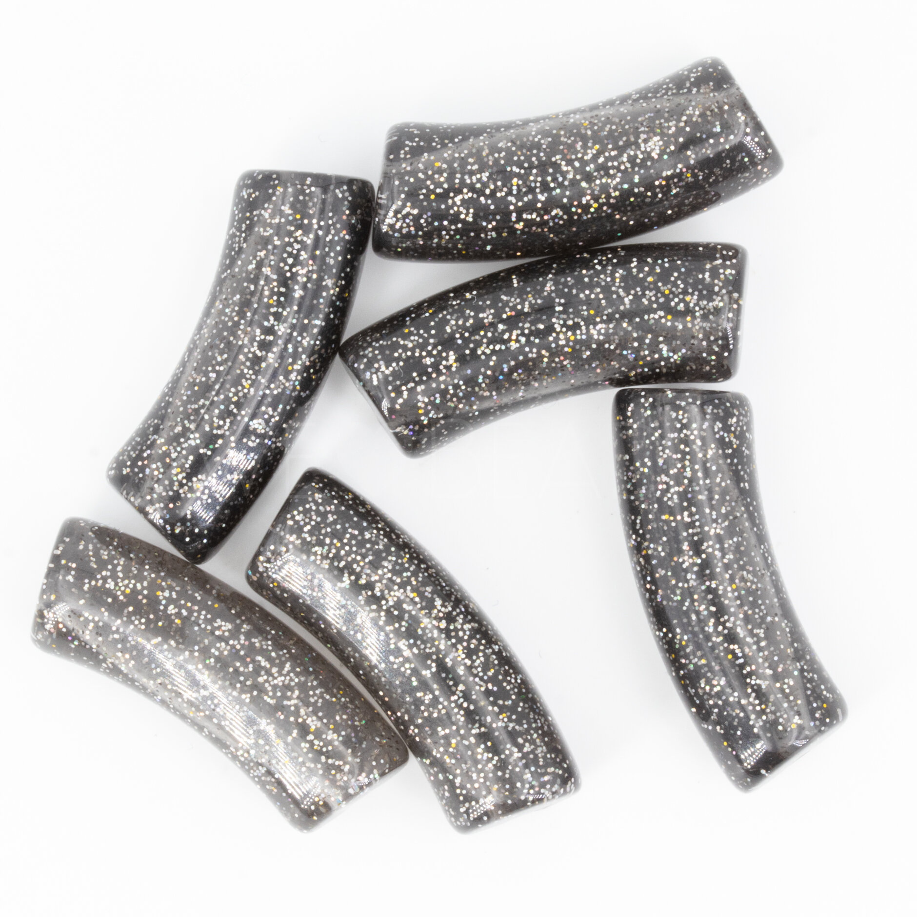 30x10 Perle Röhrchen in glitzer schwarz