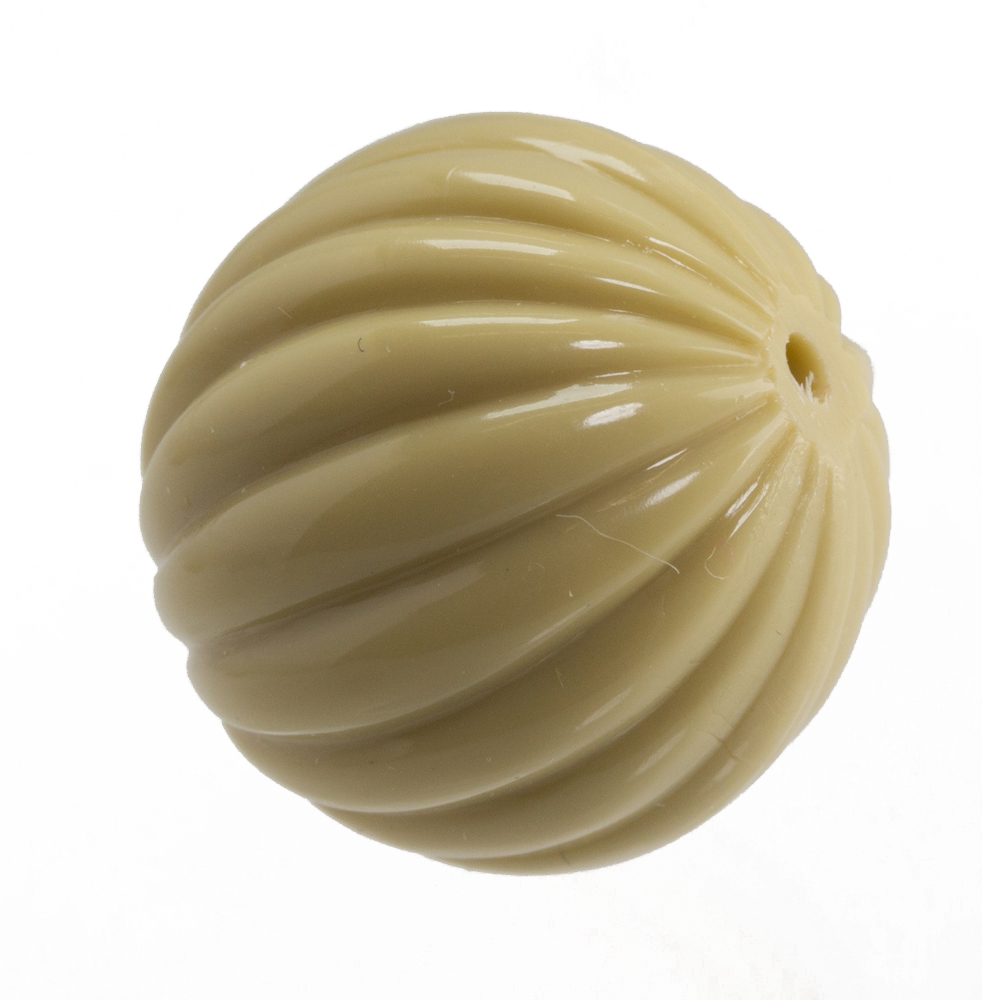 16mm gerillte Rund Perle in papyrus braun