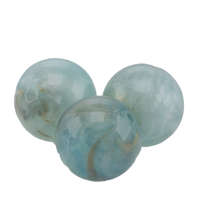12mm Roundbead in cloudblue gold Marbled