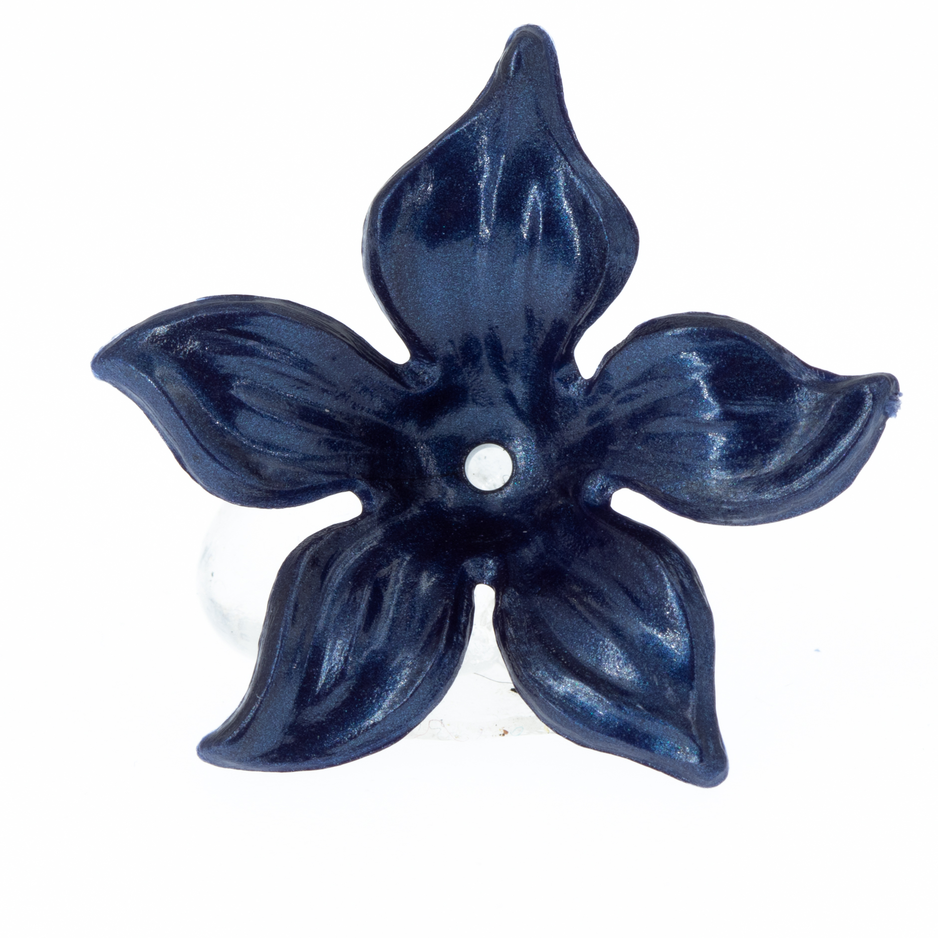 30mm Blume Perle in kobaltblau Seide