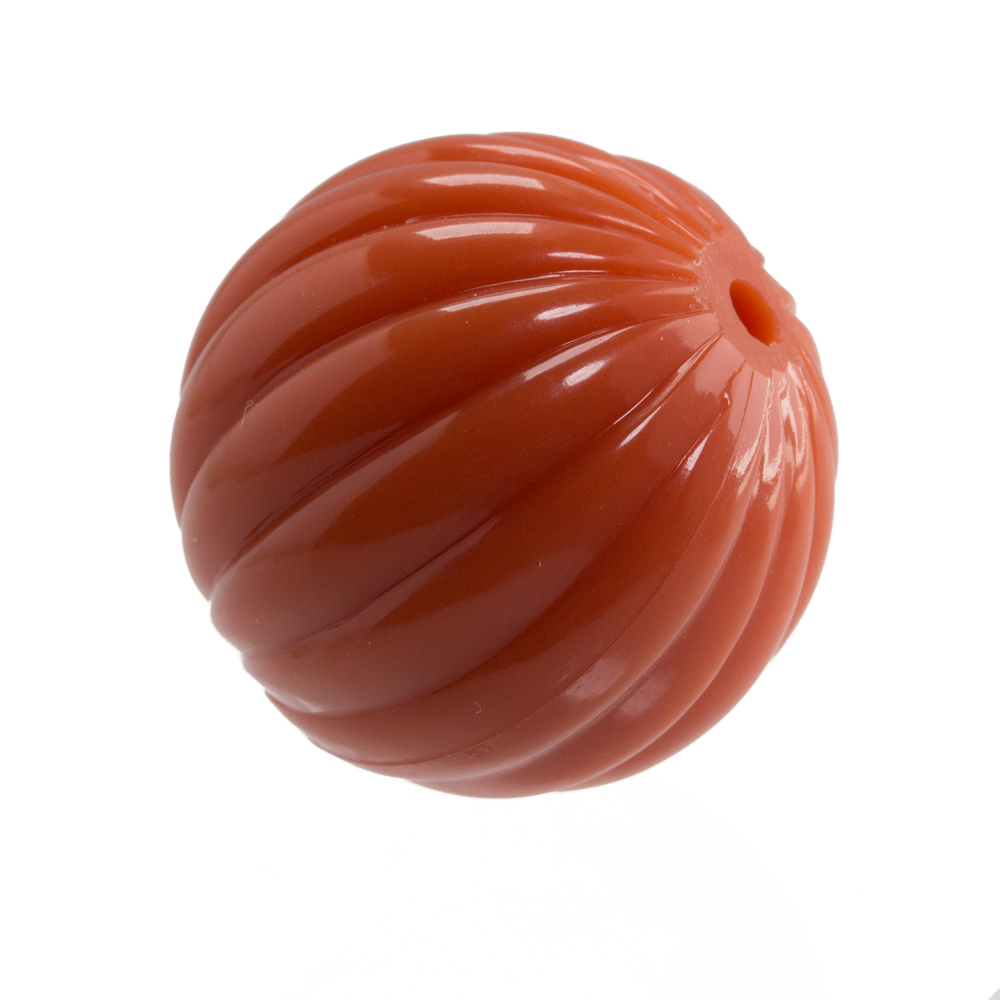 18mm gerillte Rund Perle in korall-rot