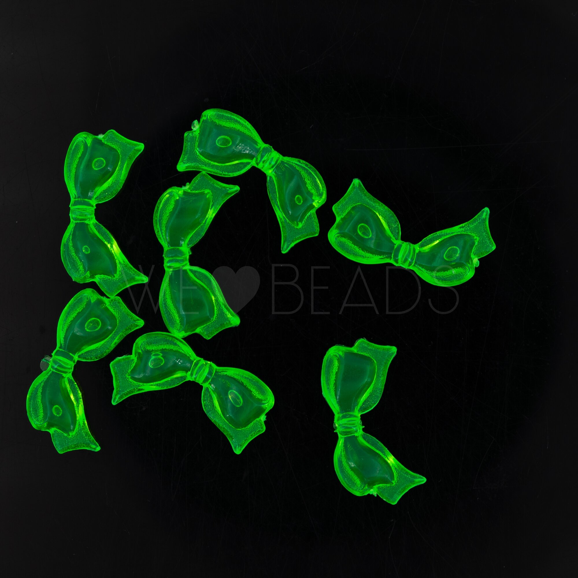 21x10 Schleifen perle  - neon grün mit blasen Transparent